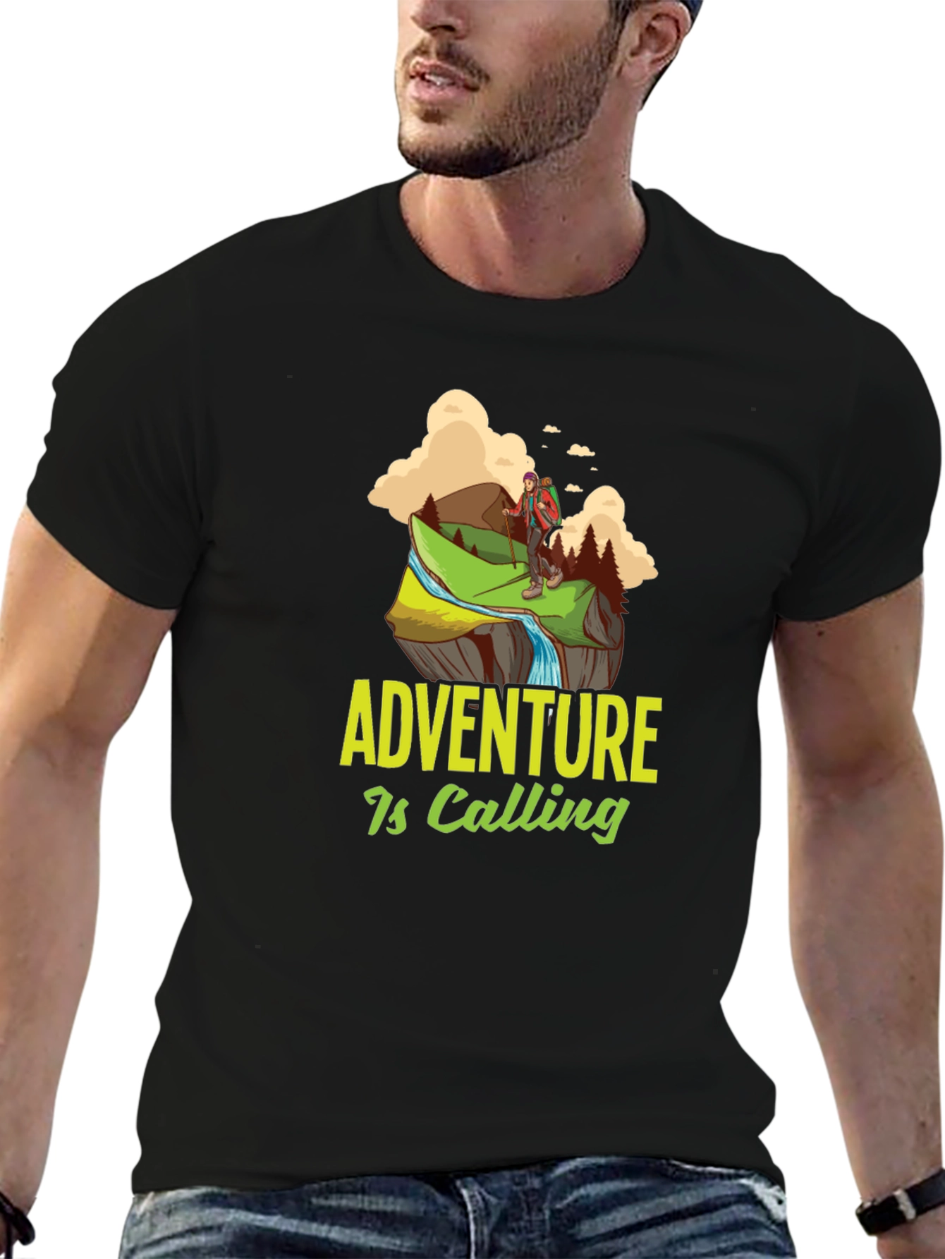 Adventure is Calling Graphic Tee - Black
