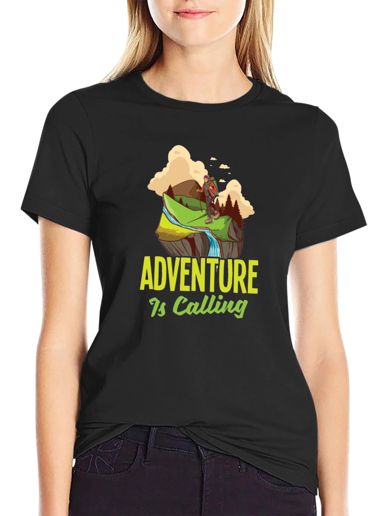 Adventure is Calling Graphic Tee - Black