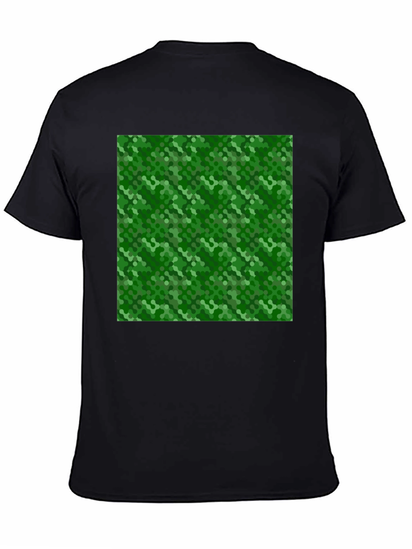 Green Hexagon Pattern Black T-Shirt