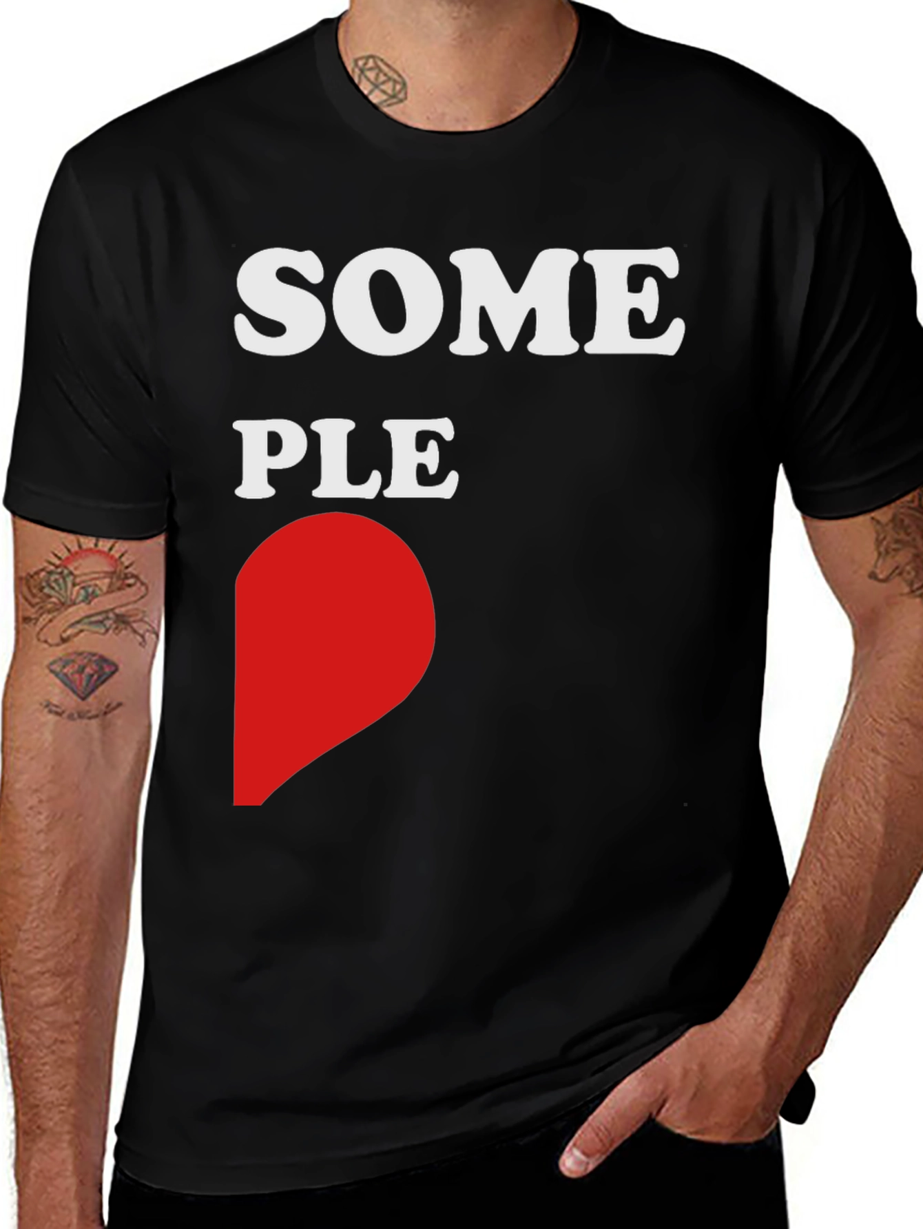 Some People Heart Graphic Black T-Shirt