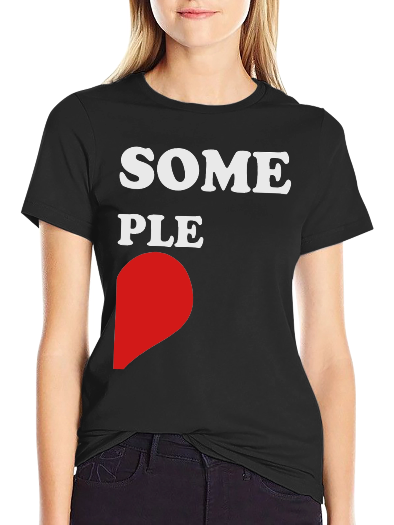 Some People Heart Graphic Black T-Shirt