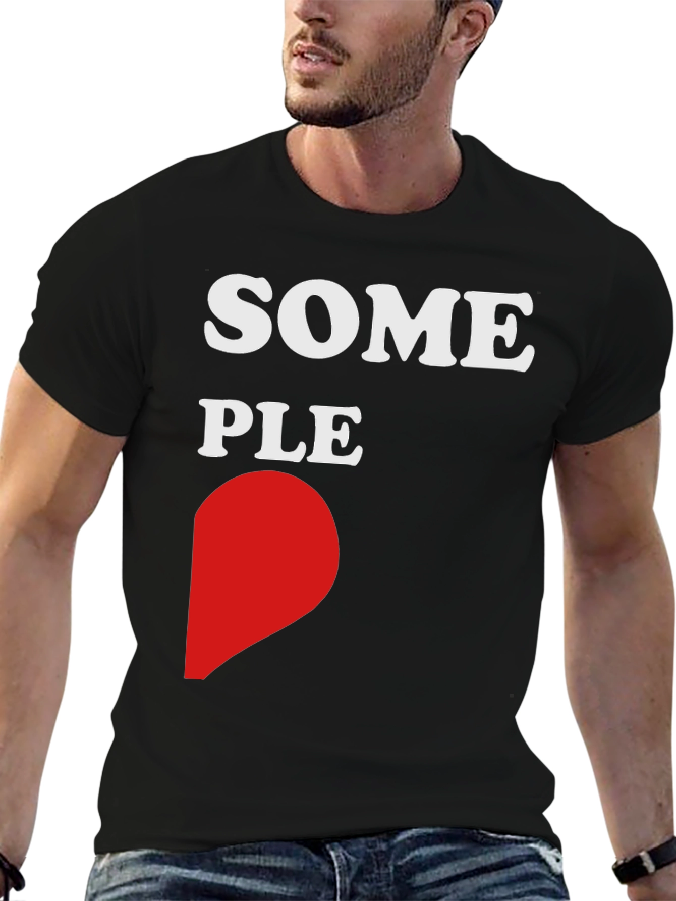 Some People Heart Graphic Black T-Shirt