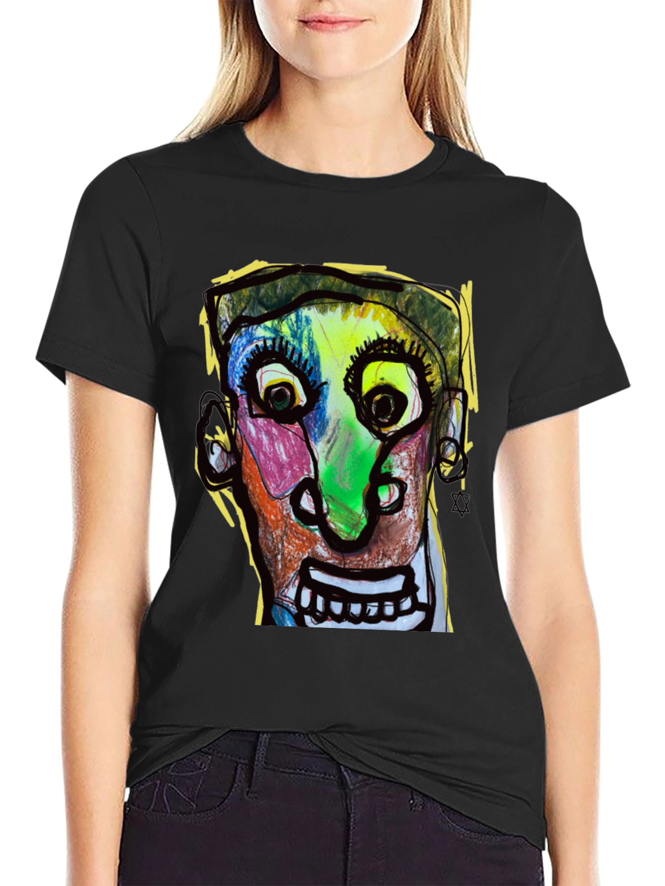 Abstract Face Graphic T-Shirt - Unique Art Tee