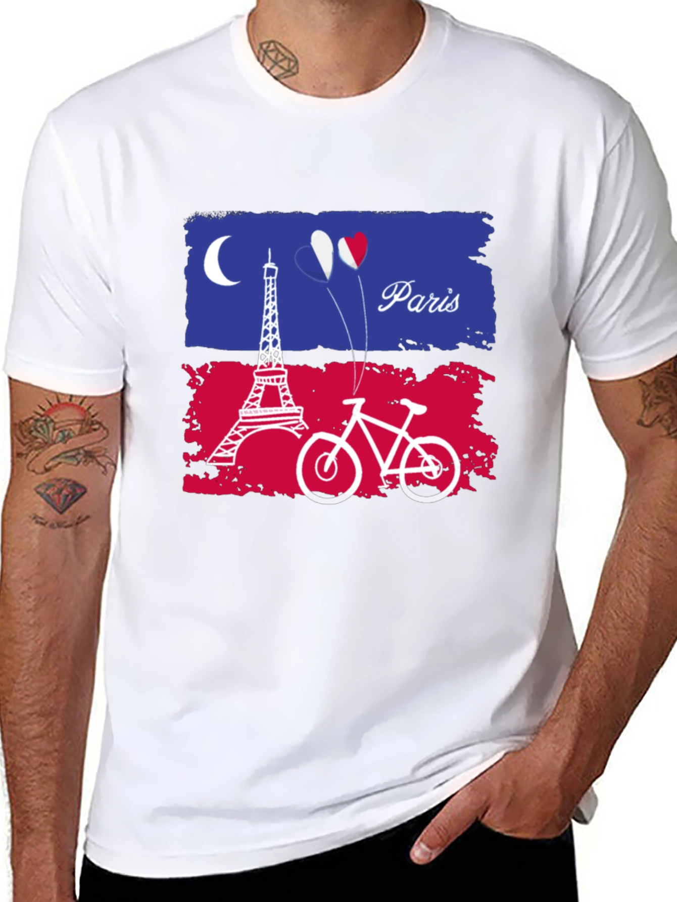 Paris France Eiffel Tower Bike Graphic T-Shirt