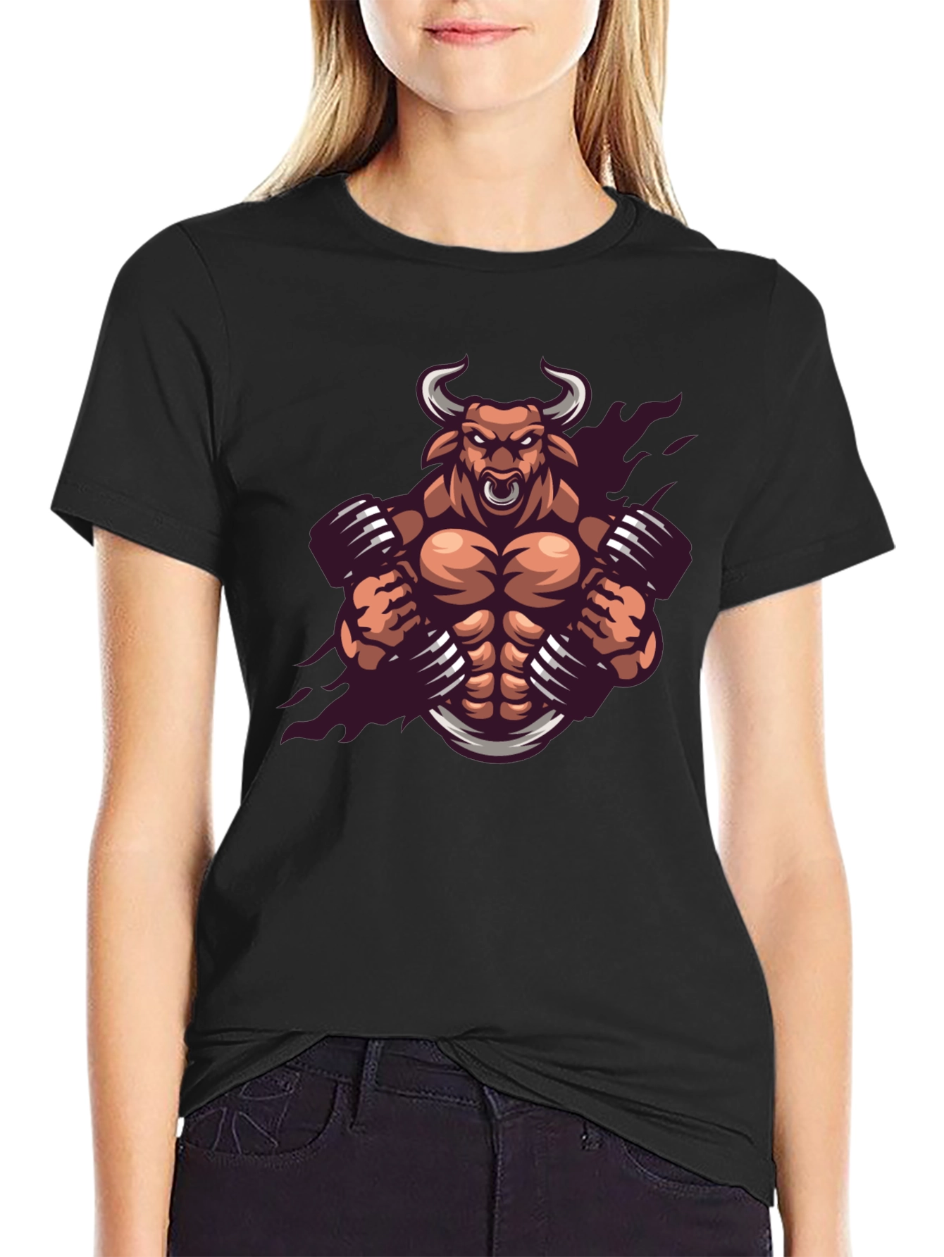 Muscle Bull Graphic Tee - Black Cotton T-Shirt