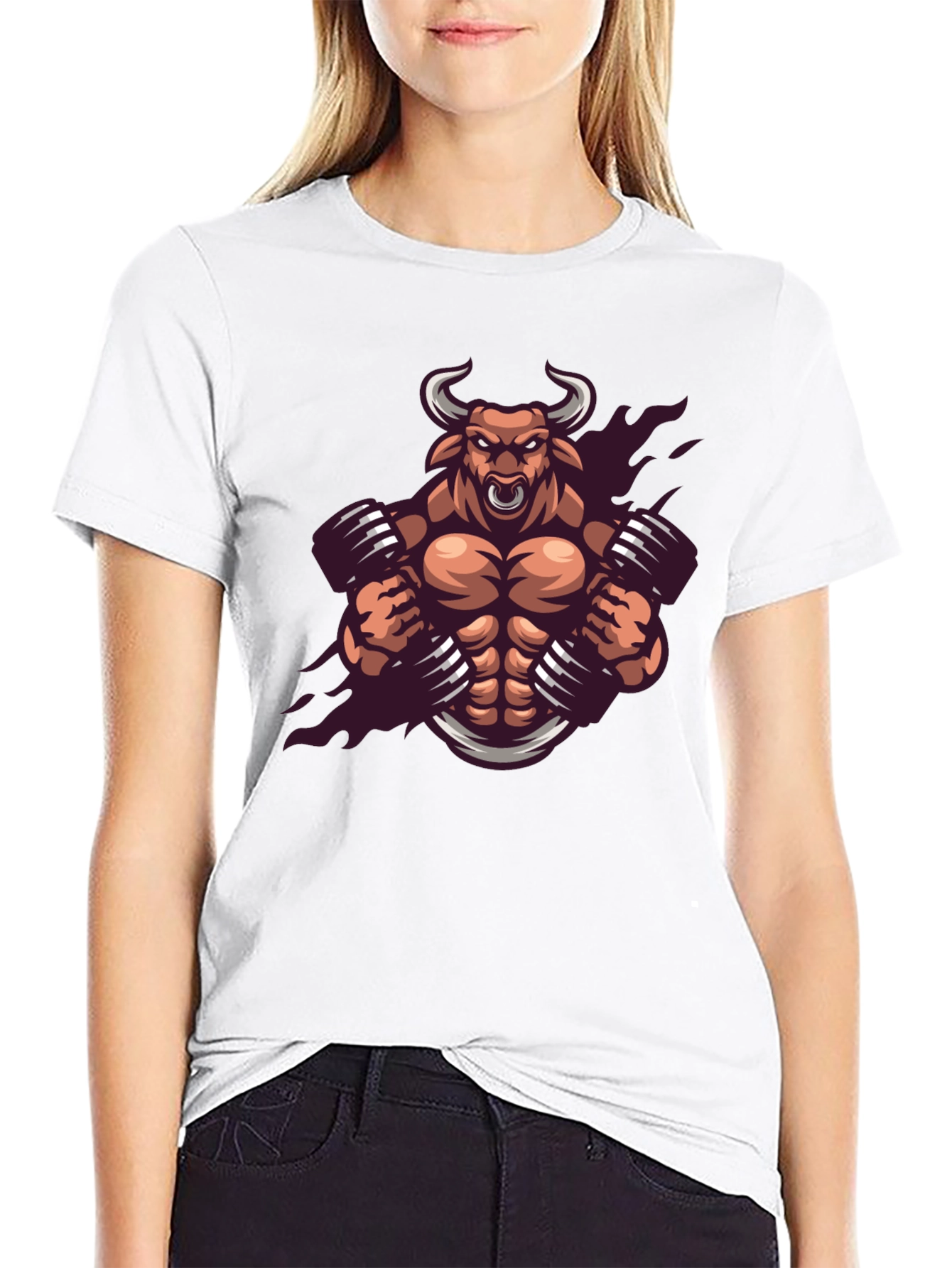 Muscle Bull Graphic Tee - Black Cotton T-Shirt