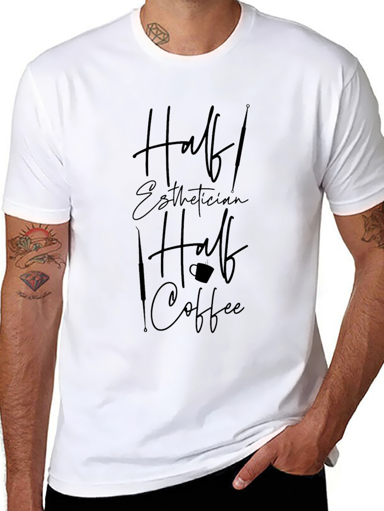 Half Esthetician Half Coffee Black Graphic Tee