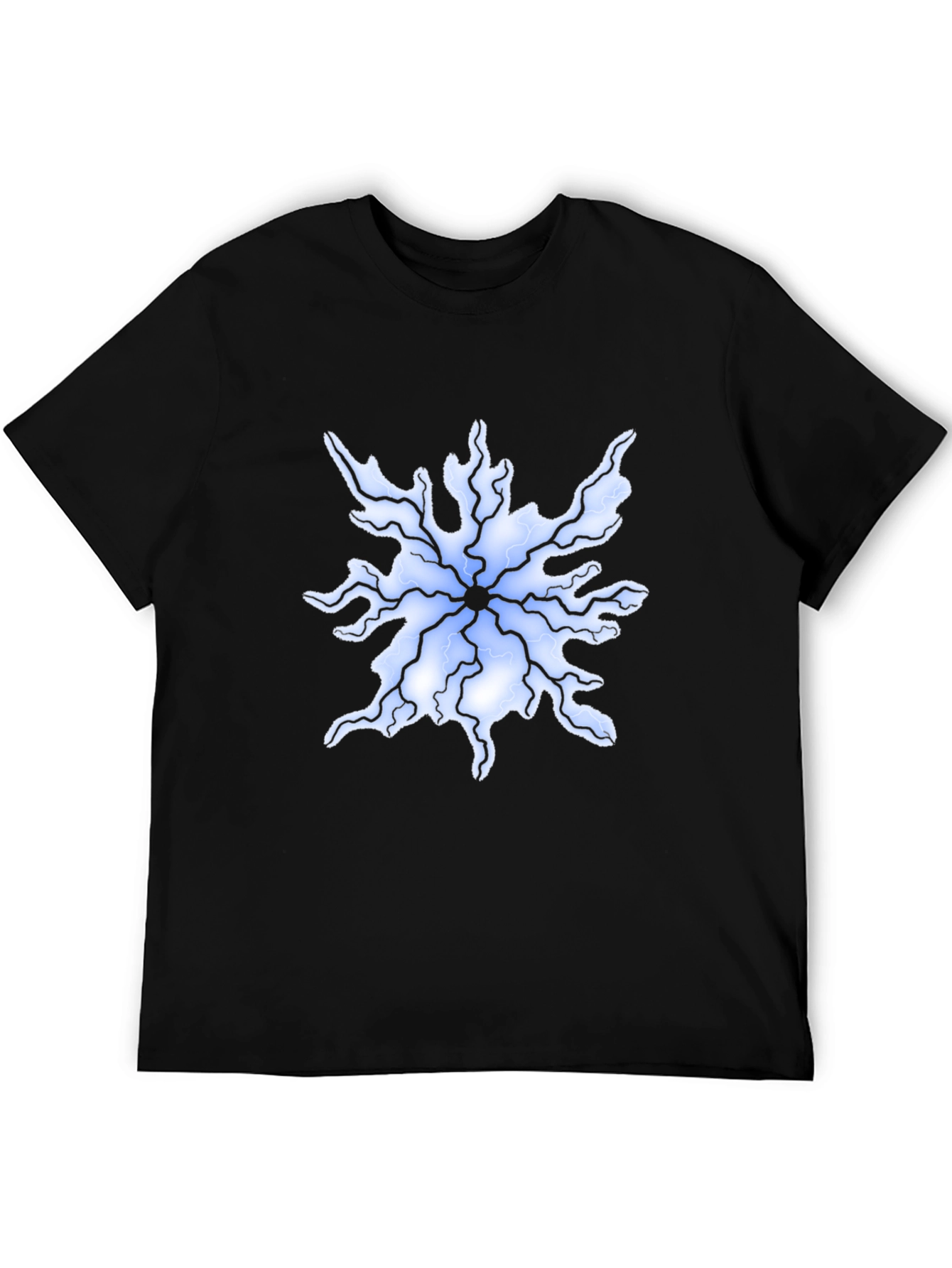 Abstract Lightning Bolt Graphic Tee - Black