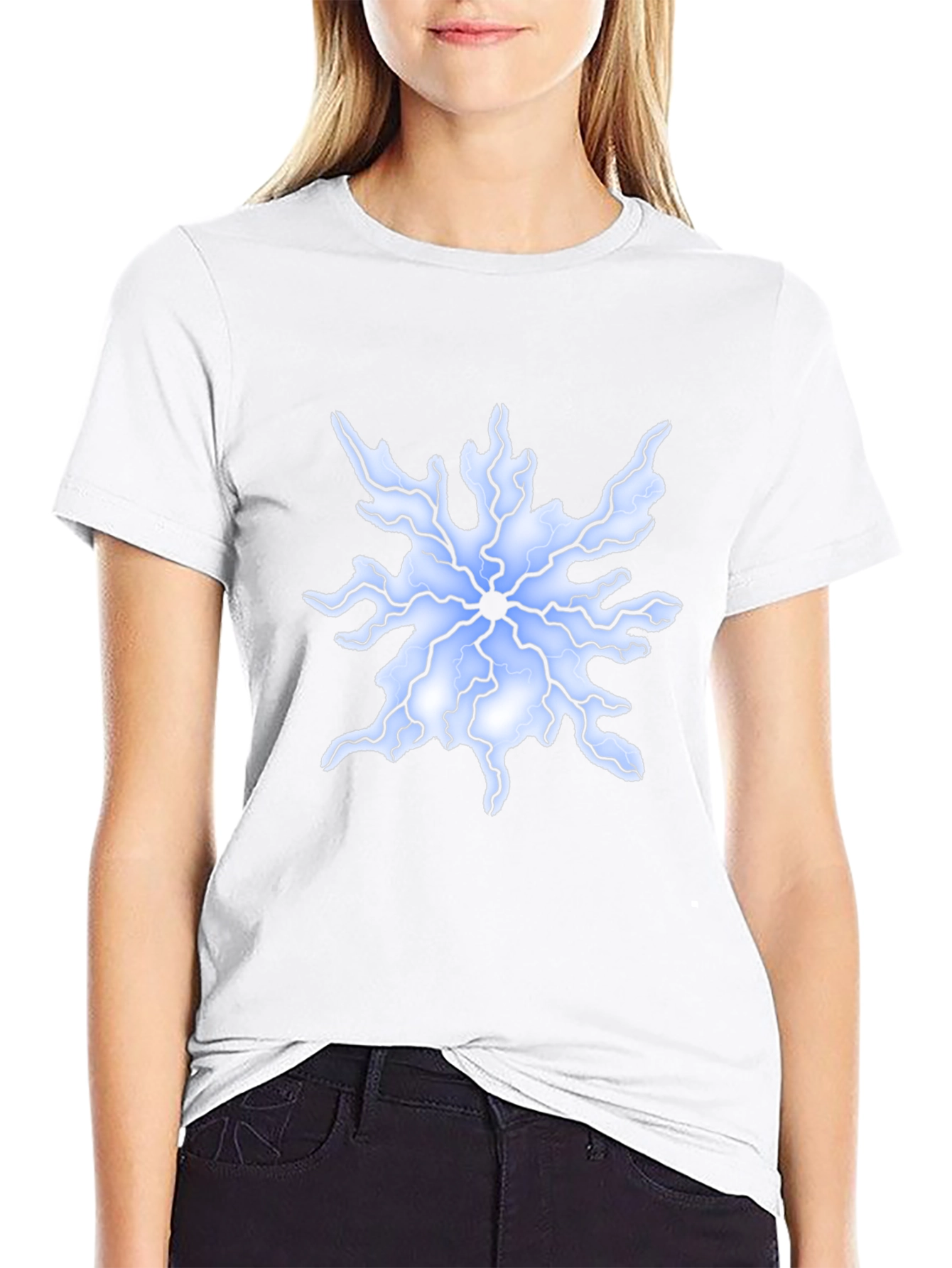 Abstract Lightning Bolt Graphic Tee - Black