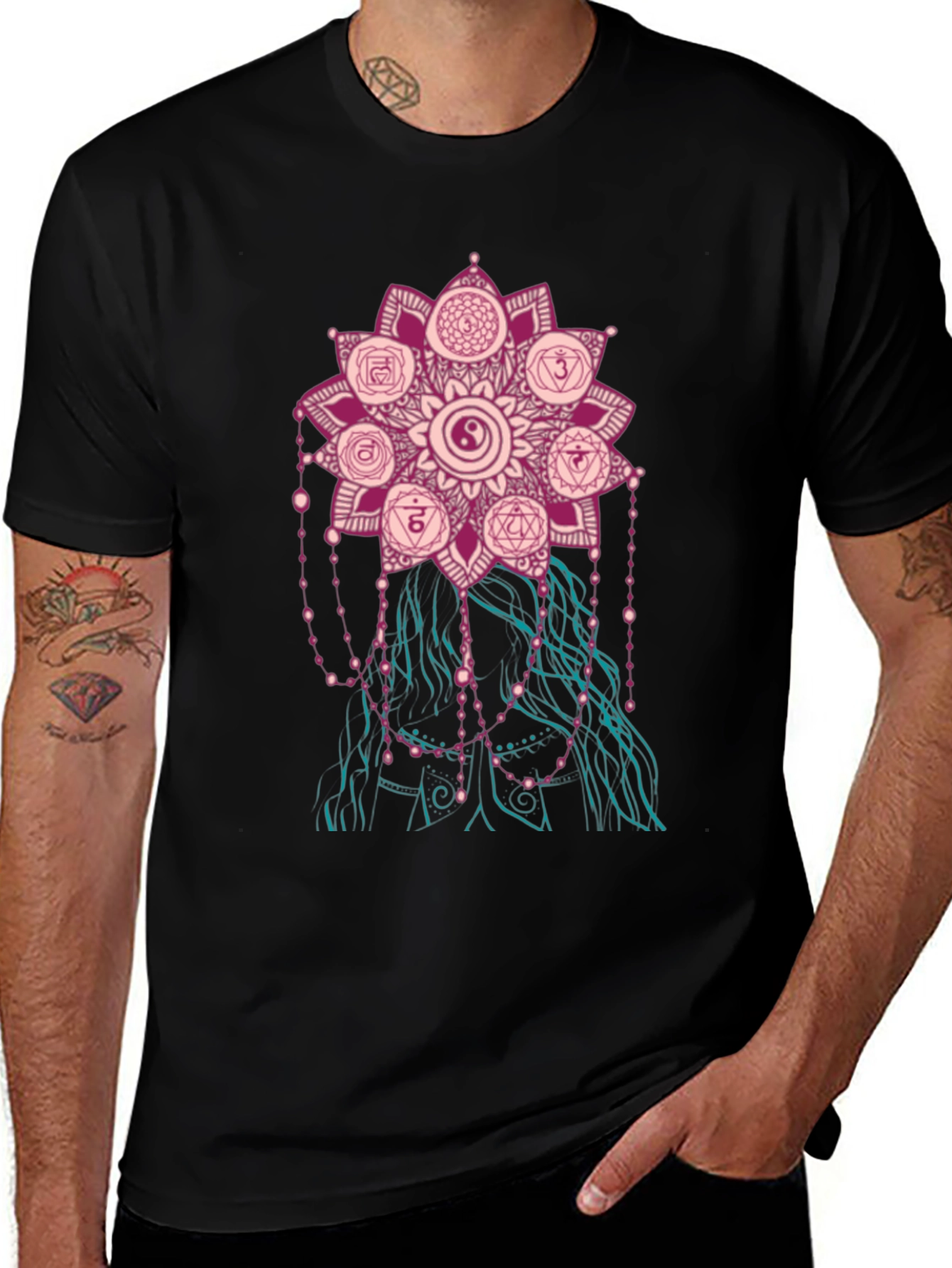 Chakra Mandala Graphic Tee - Stylish Spiritual Design