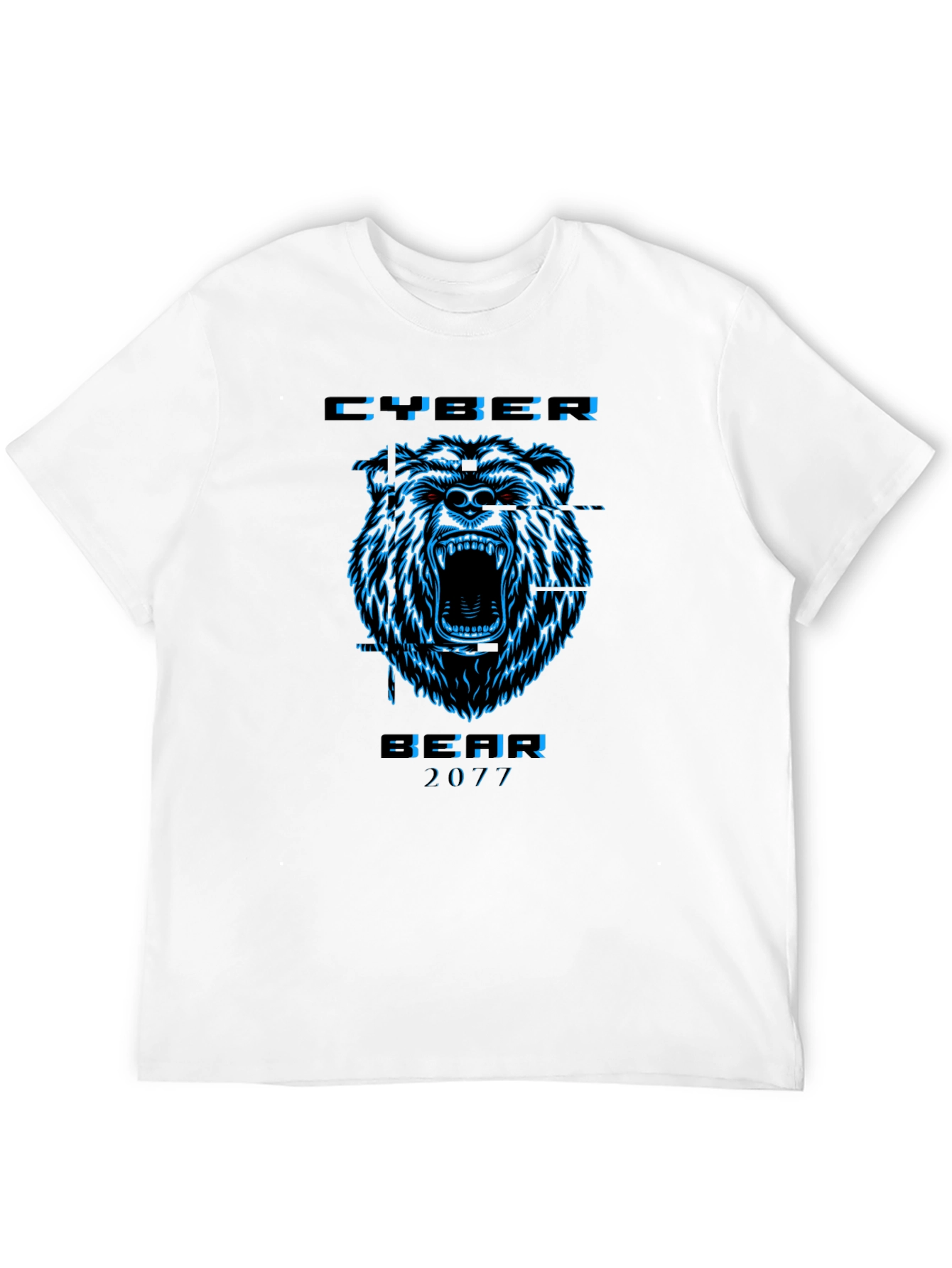 Cyber Bear 2077 Black Graphic T-Shirt