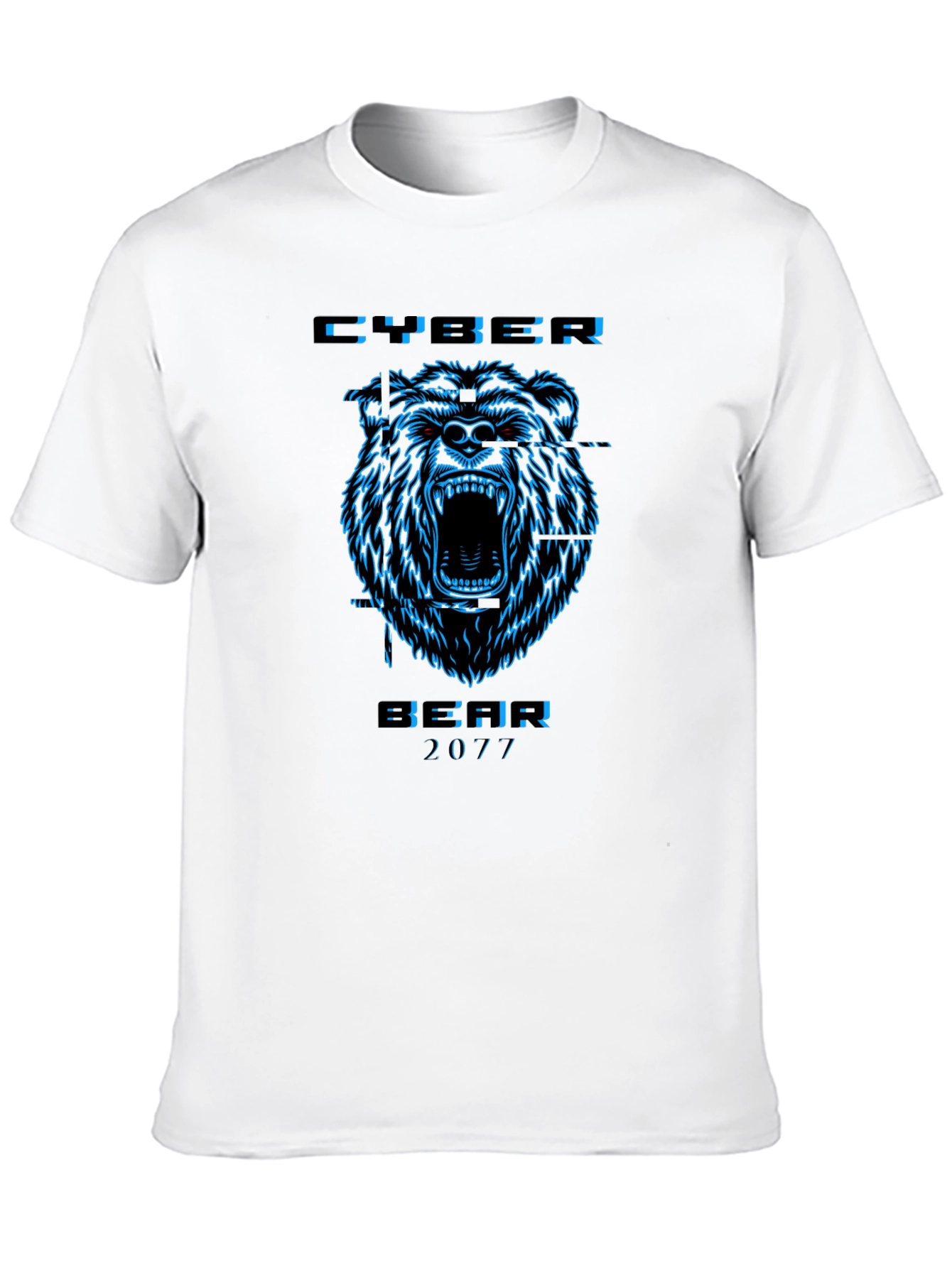 Cyber Bear 2077 Black Graphic T-Shirt