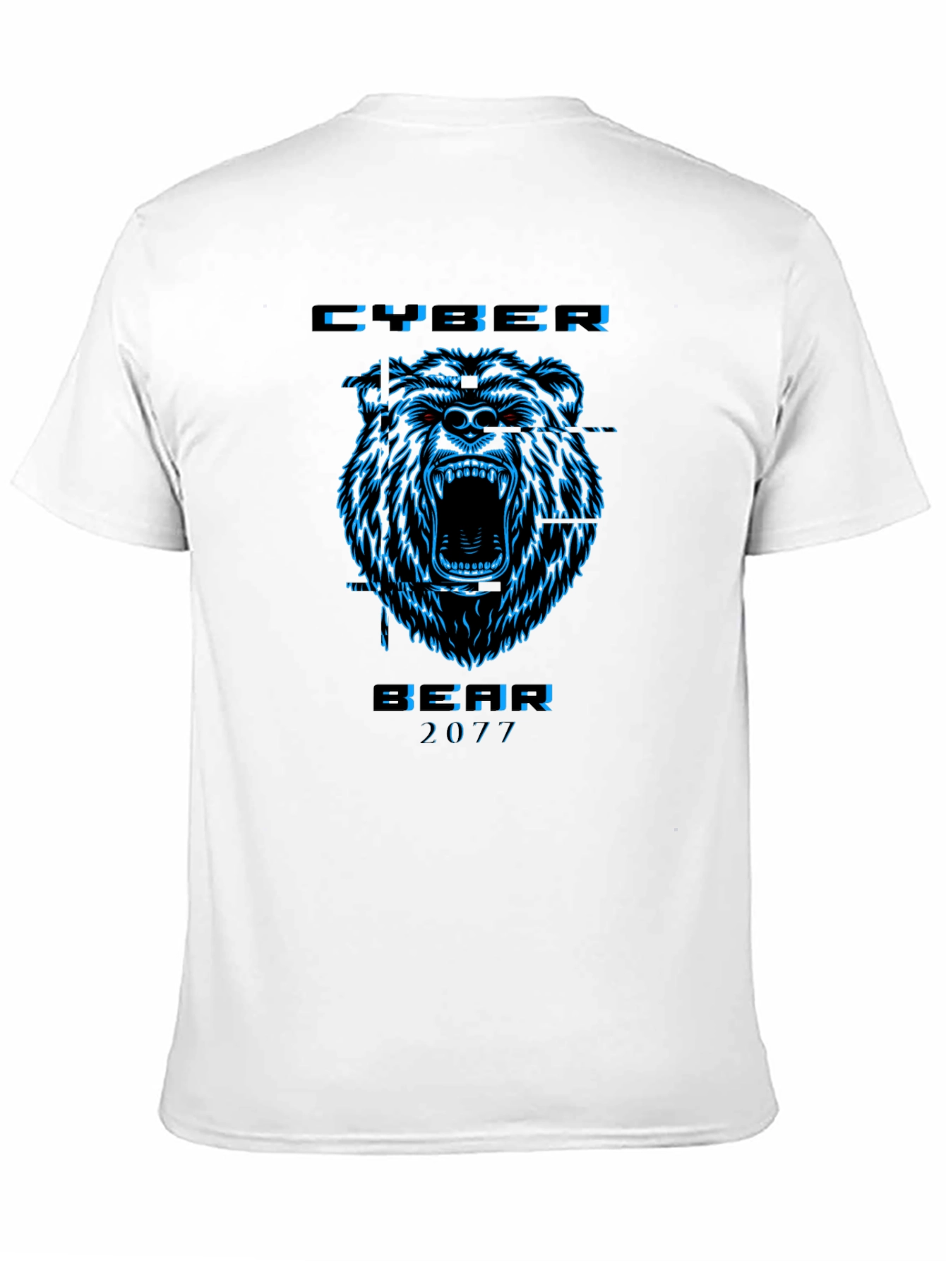 Cyber Bear 2077 Black Graphic T-Shirt