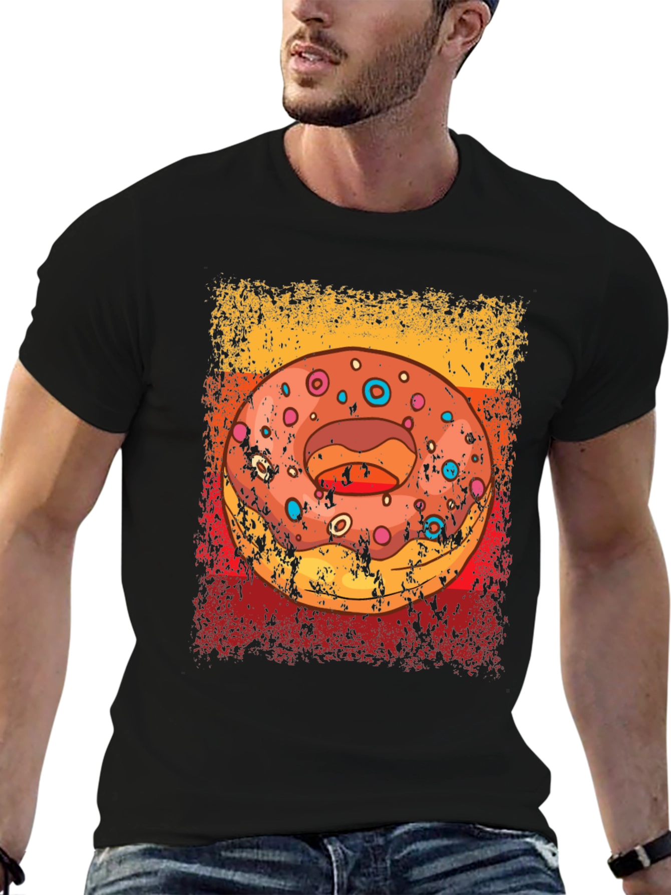 Retro Donut Graphic T-Shirt - Unisex Novelty Tee