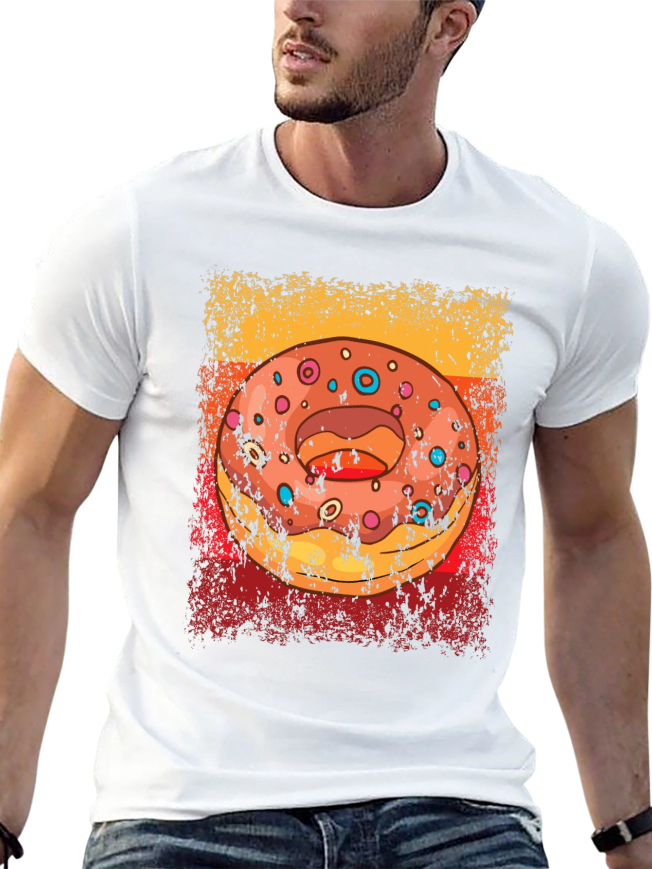 Retro Donut Graphic T-Shirt - Unisex Novelty Tee