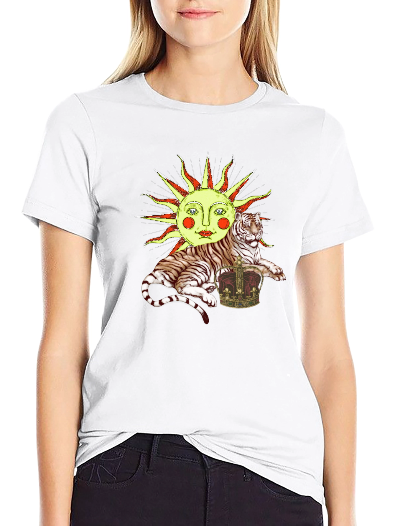 Sun Tiger Crown Graphic Tee - Unique Design