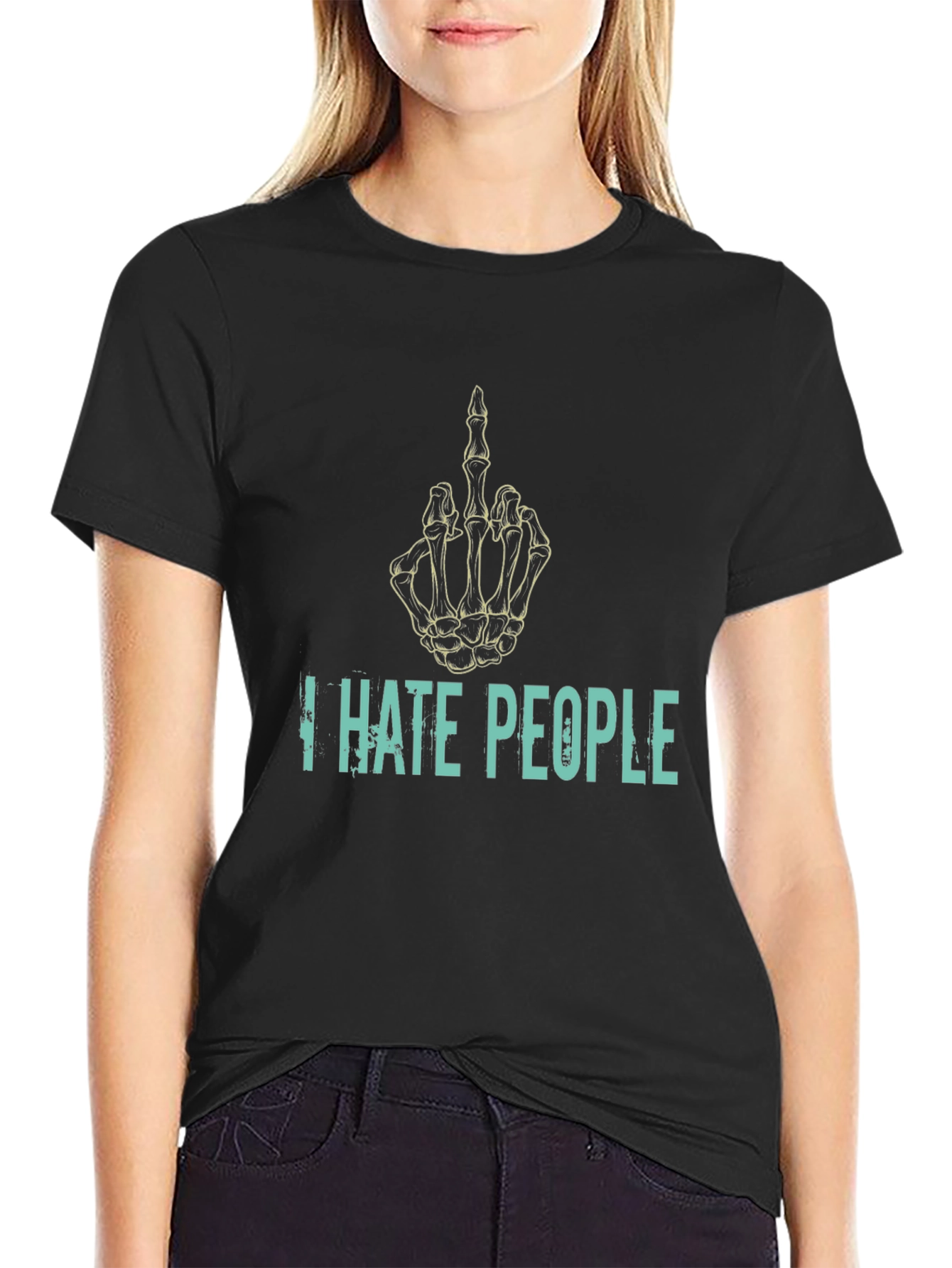 I Hate People Skeleton Hand T-Shirt