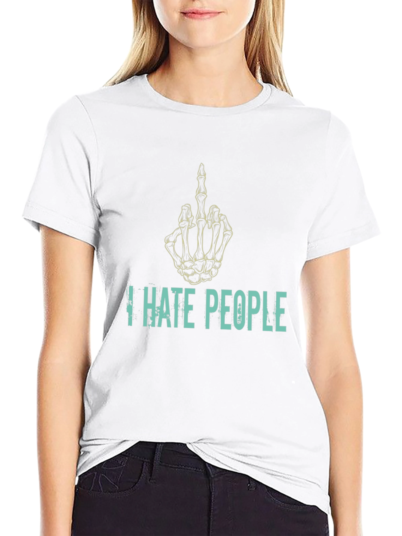 I Hate People Skeleton Hand T-Shirt