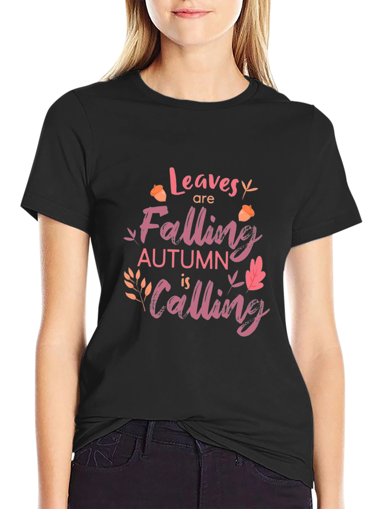Autumn Calling Black Graphic Tee
