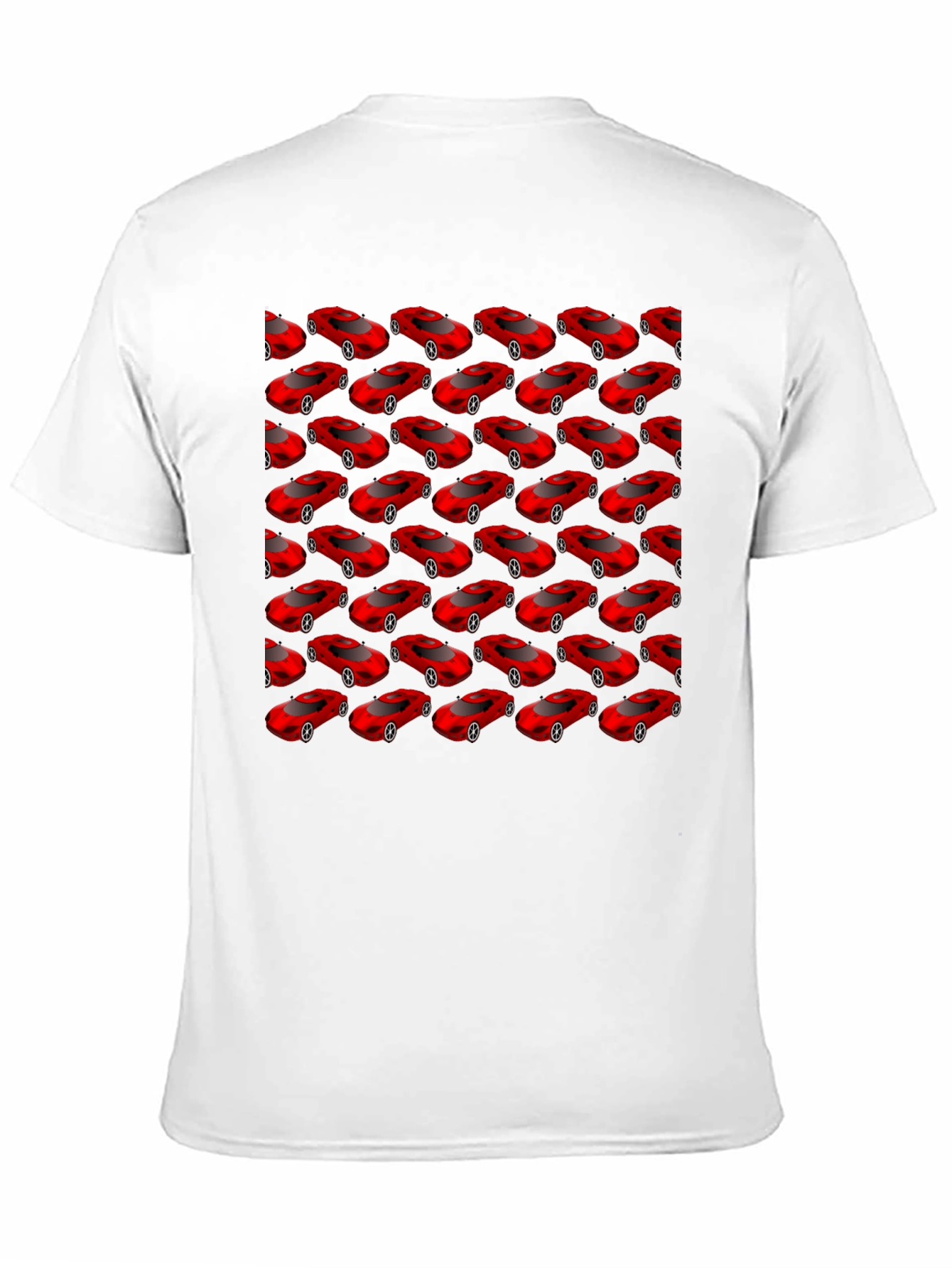Mens Black T-Shirt with Red Car Pattern