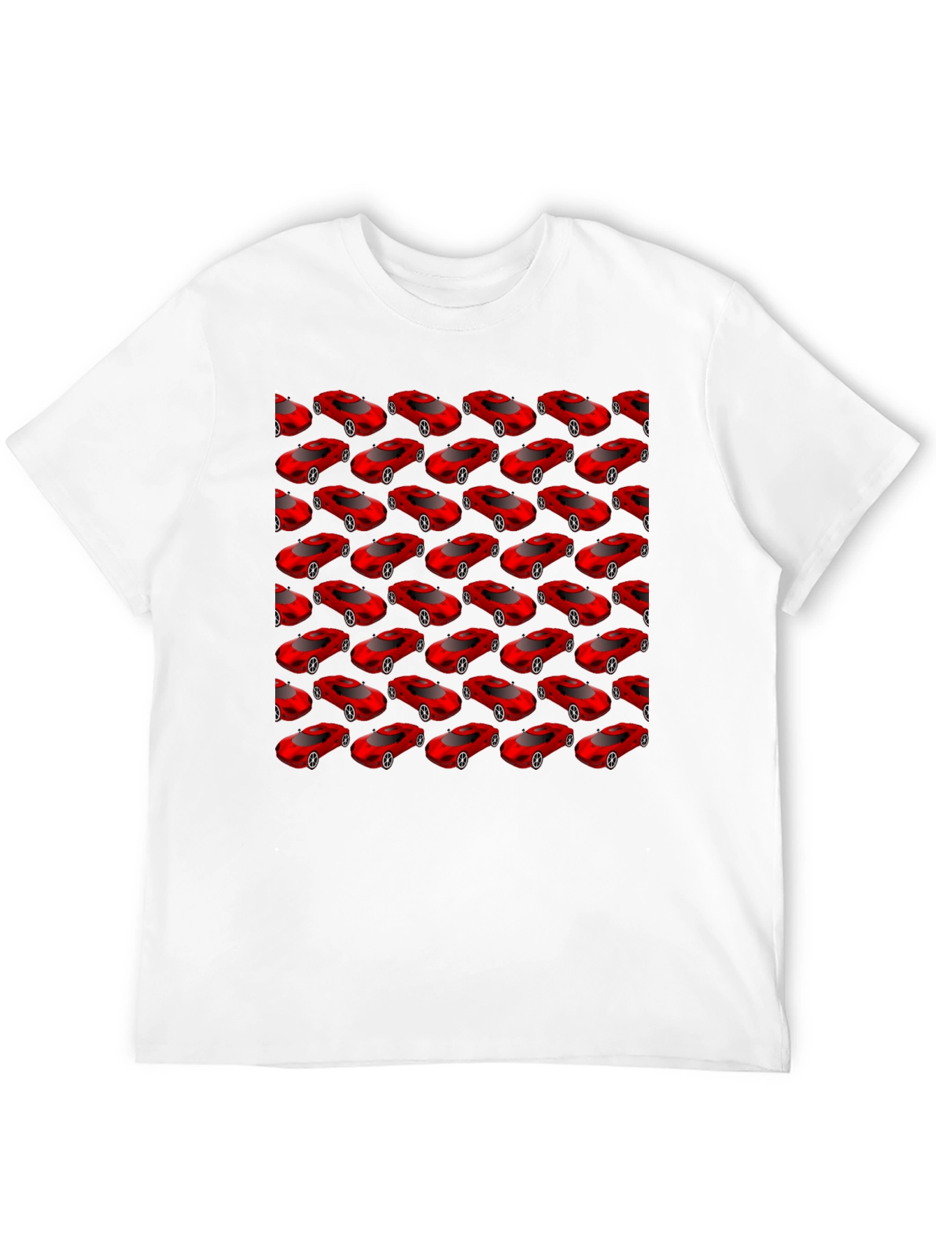 Mens Black T-Shirt with Red Car Pattern