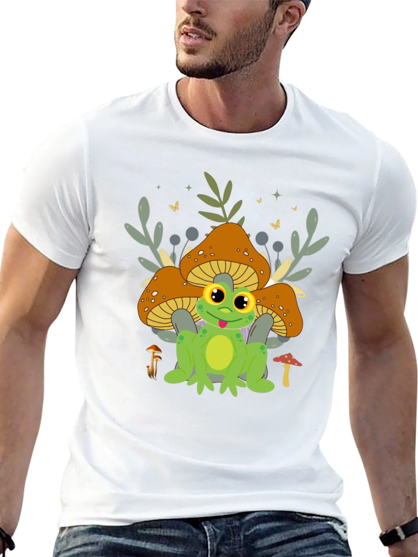 Frog & Mushroom T-Shirt - Cute Graphic Tee