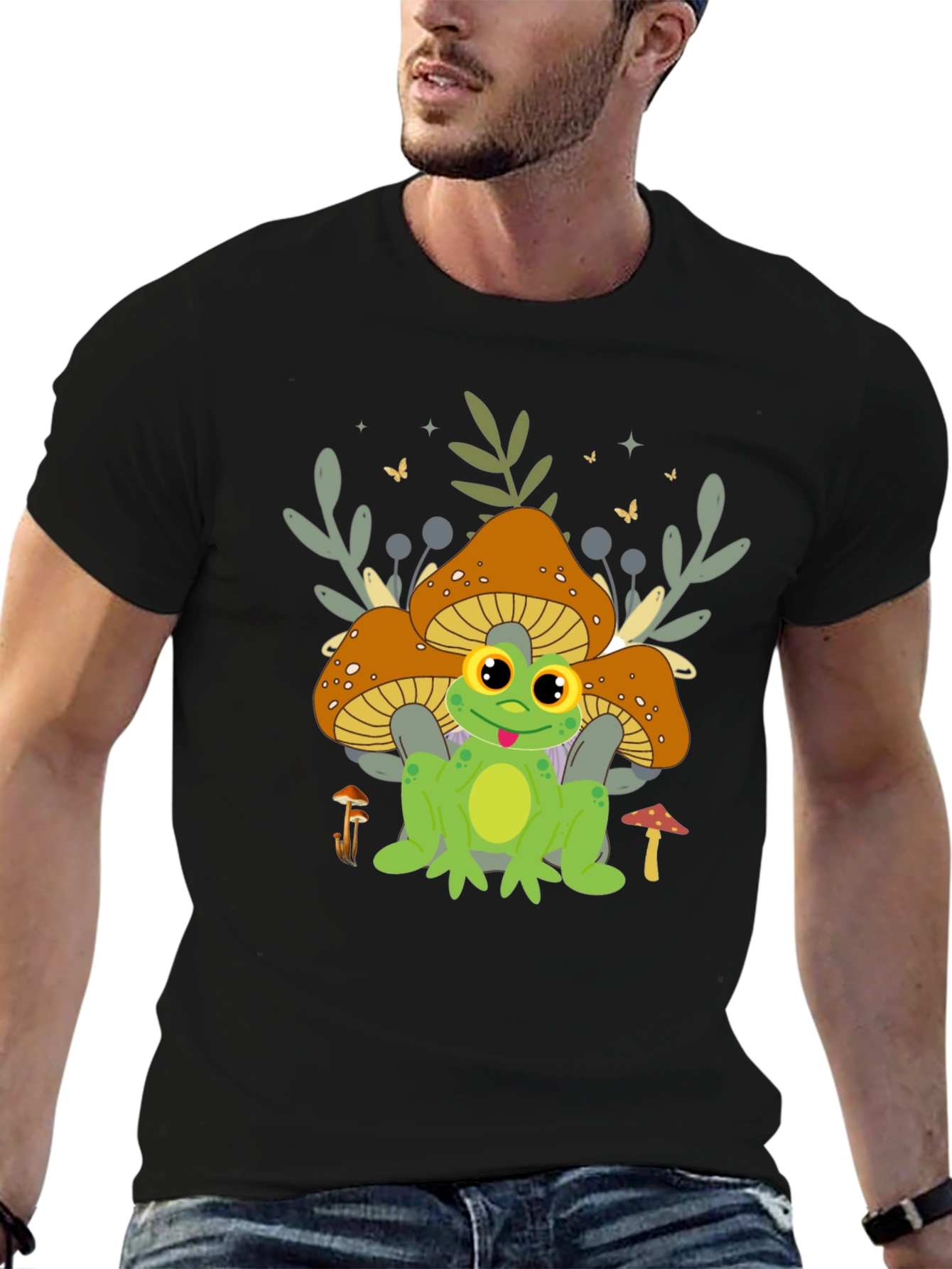 Frog & Mushroom T-Shirt - Cute Graphic Tee