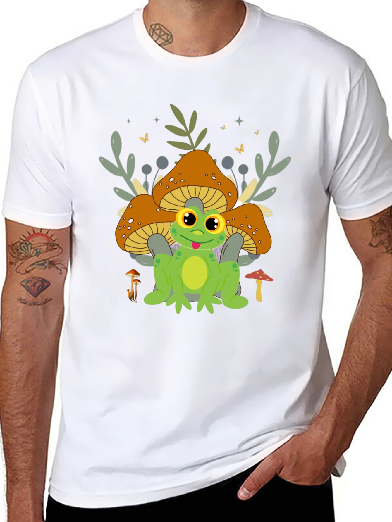 Frog & Mushroom T-Shirt - Cute Graphic Tee