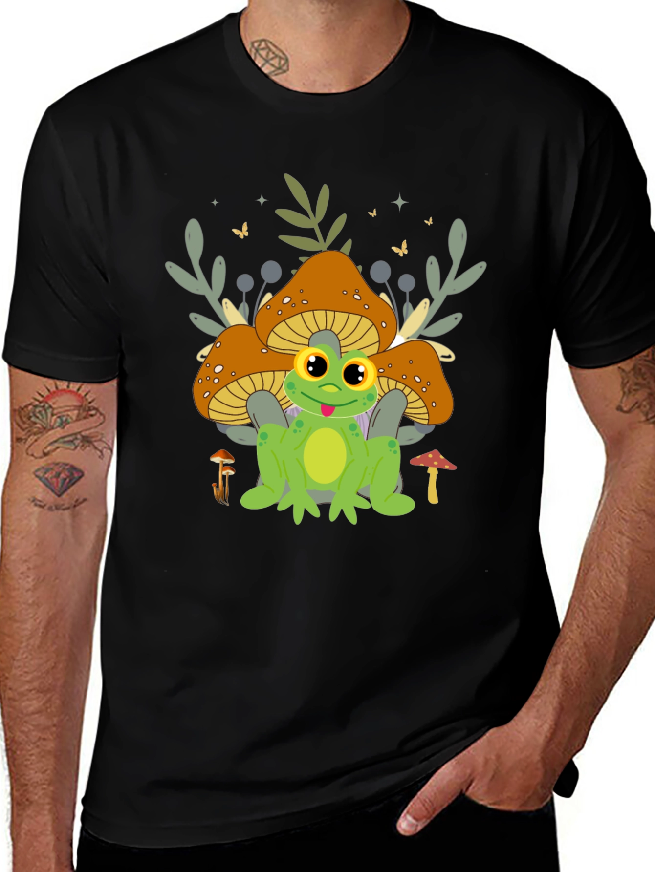 Frog & Mushroom T-Shirt - Cute Graphic Tee