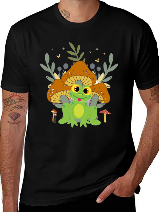 Frog & Mushroom T-Shirt - Cute Graphic Tee