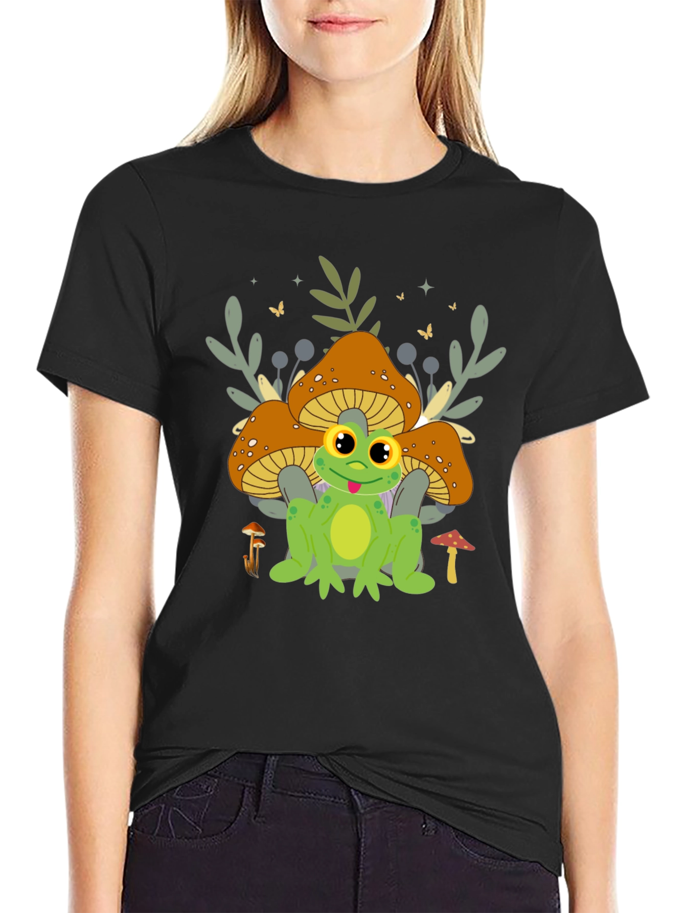 Frog & Mushroom T-Shirt - Cute Graphic Tee