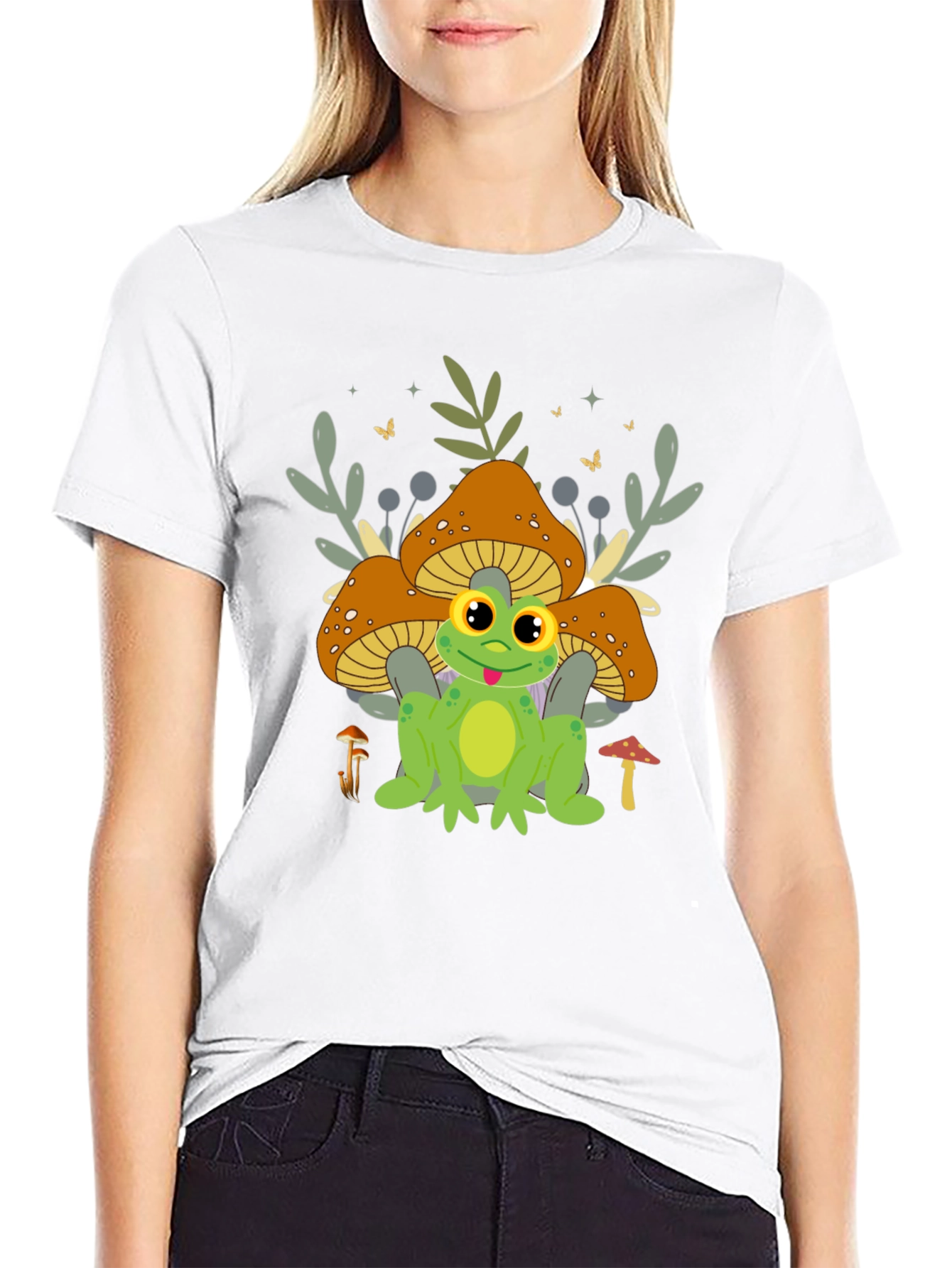 Frog & Mushroom T-Shirt - Cute Graphic Tee