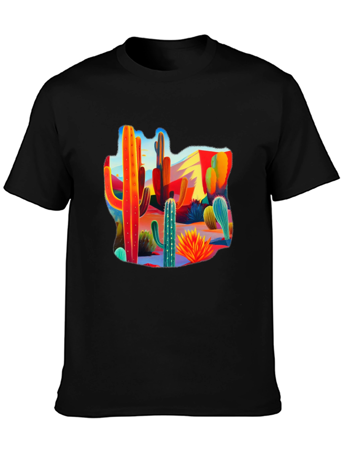 Desert Cactus Print Crew Neck Tee