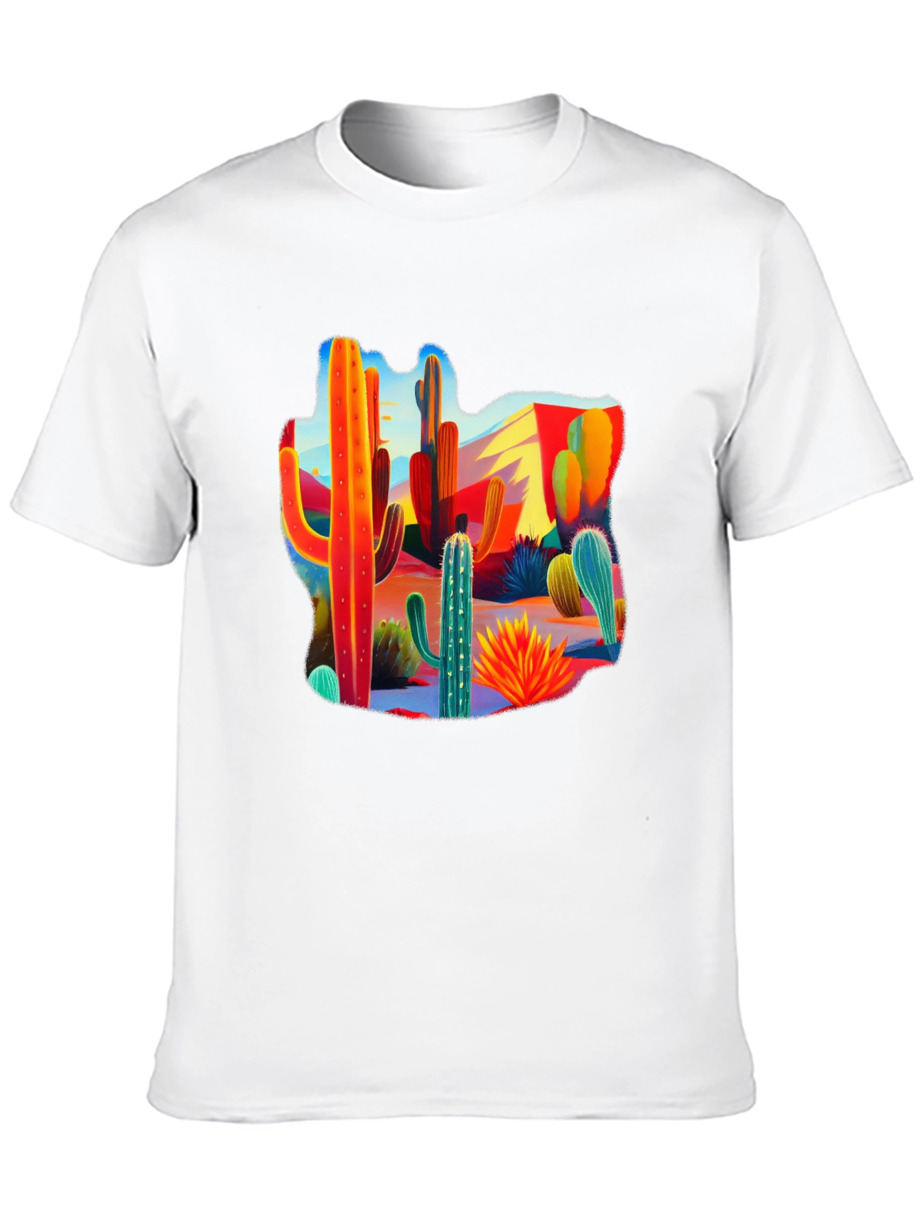 Desert Cactus Print Crew Neck Tee