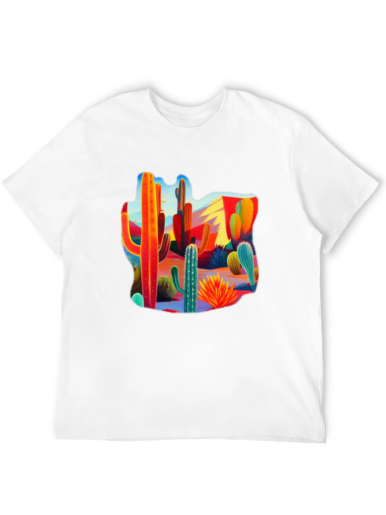 Desert Cactus Print Crew Neck Tee