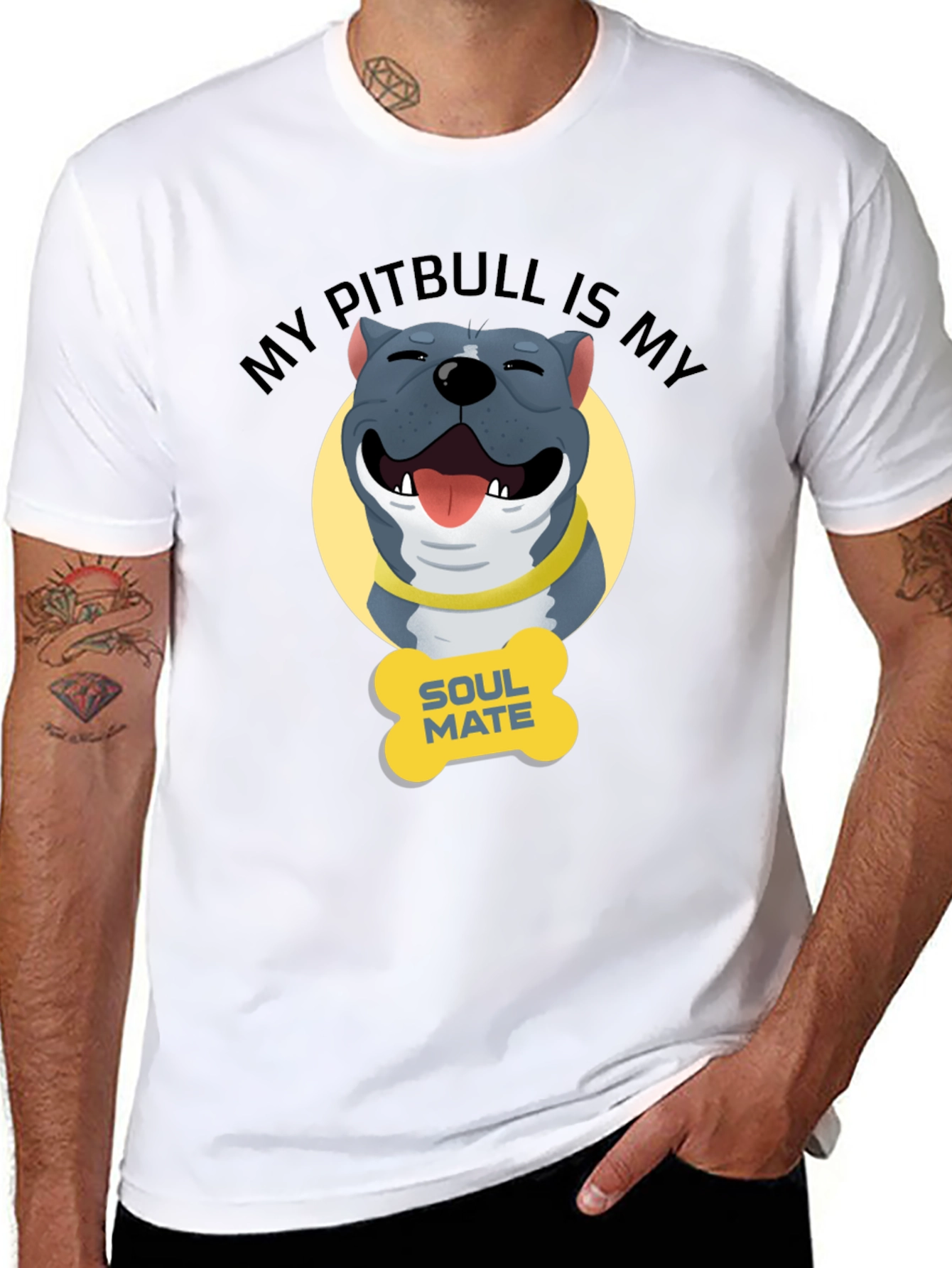 Pitbull Soulmate Graphic Tee - Dog Lover Shirt