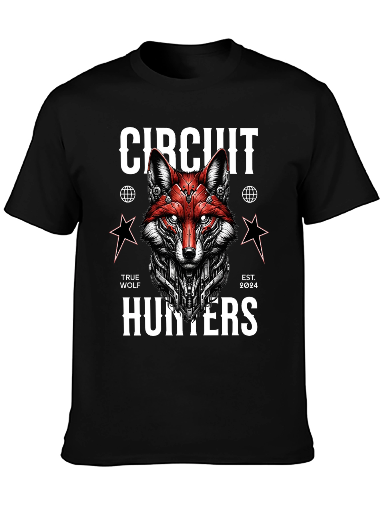 Circuit Hunters Graphic Tee - Cyberpunk Fox T-Shirt