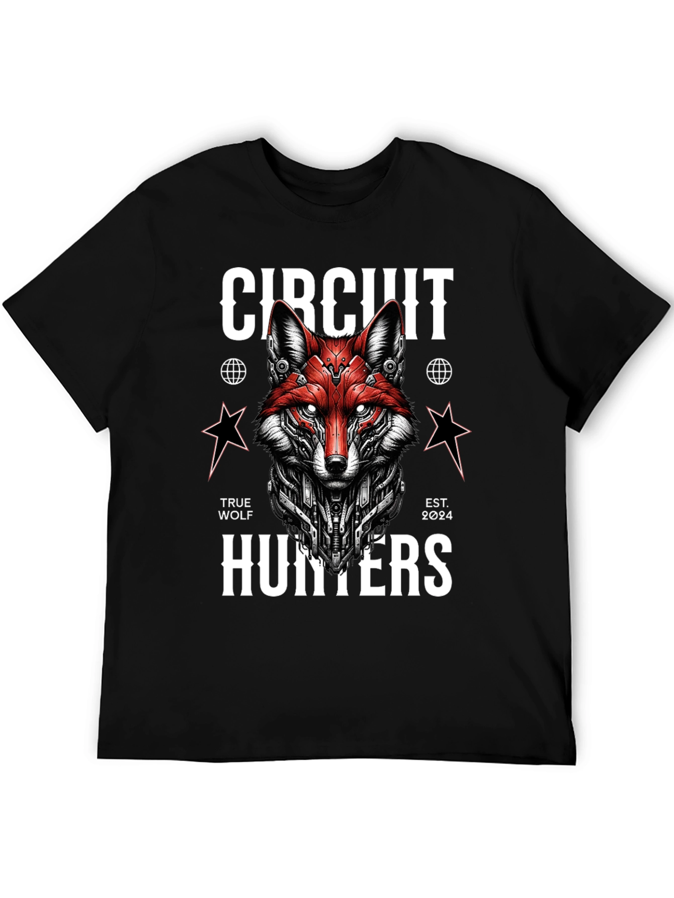 Circuit Hunters Graphic Tee - Cyberpunk Fox T-Shirt