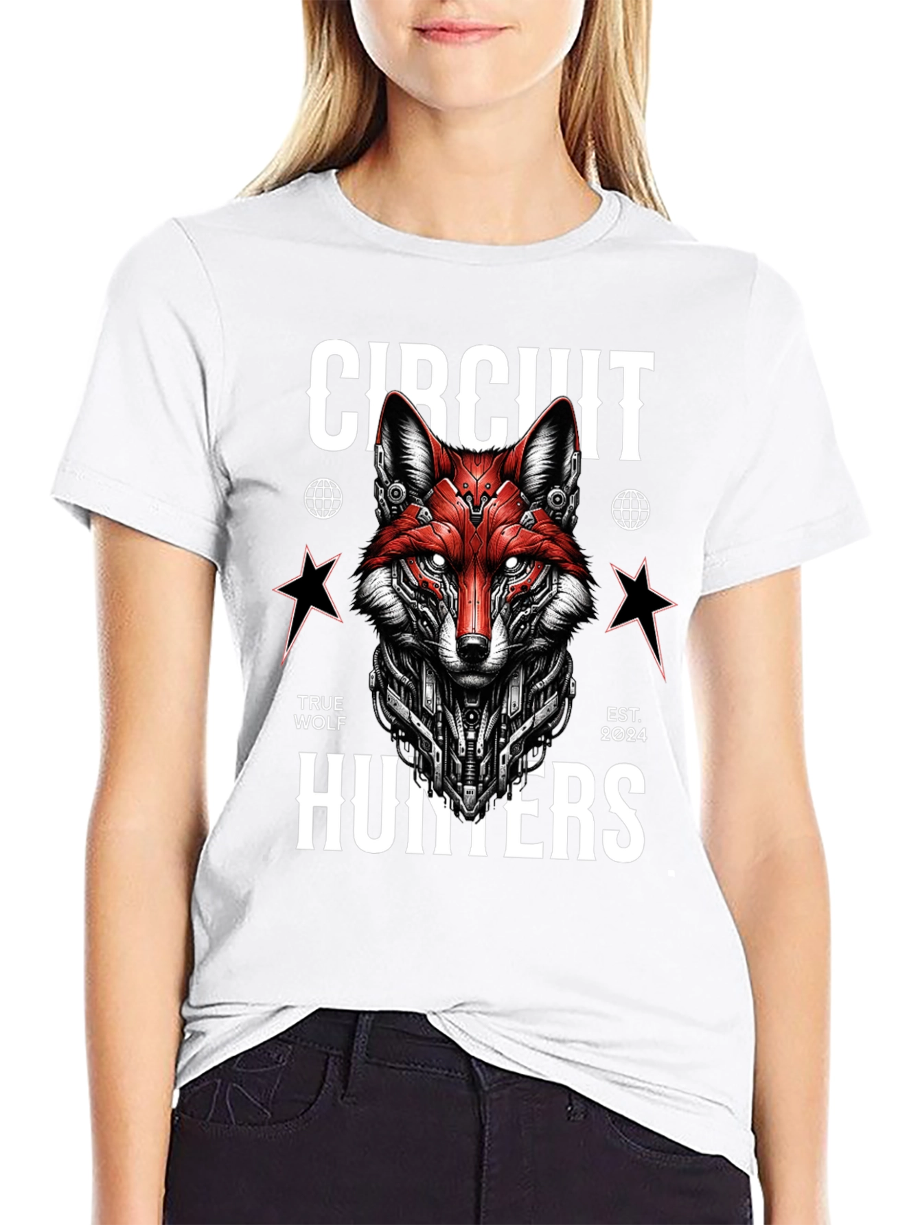 Circuit Hunters Graphic Tee - Cyberpunk Fox T-Shirt