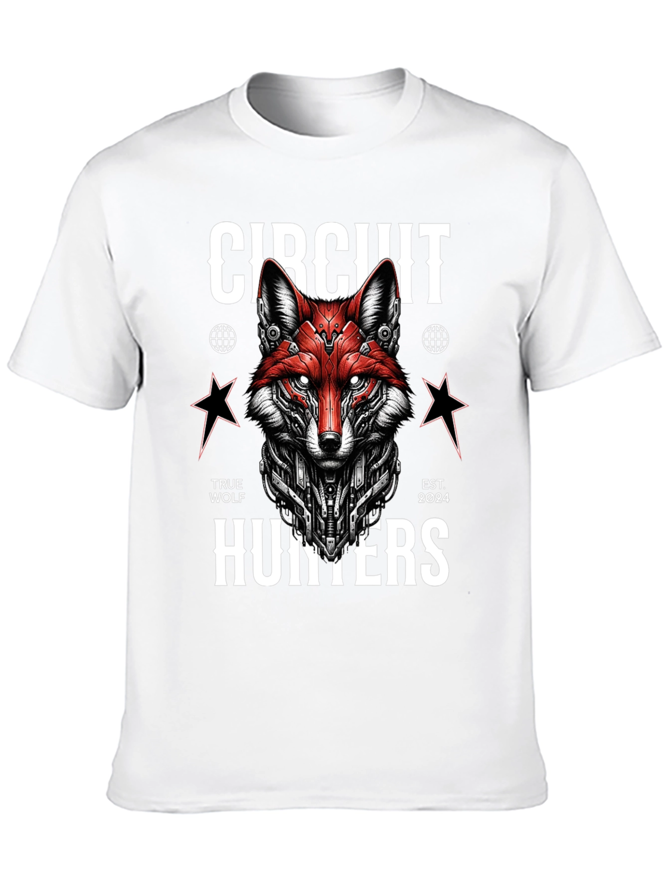 Circuit Hunters Graphic Tee - Cyberpunk Fox T-Shirt