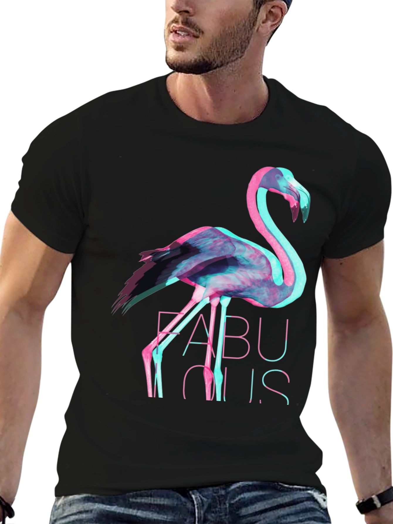 Fabulous Flamingo Graphic Tee - Stylish Black T-Shirt