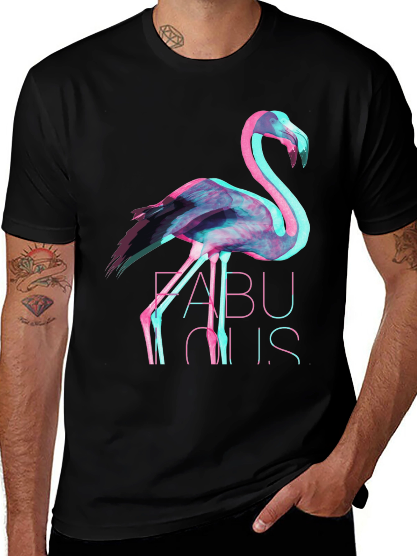Fabulous Flamingo Graphic Tee - Stylish Black T-Shirt