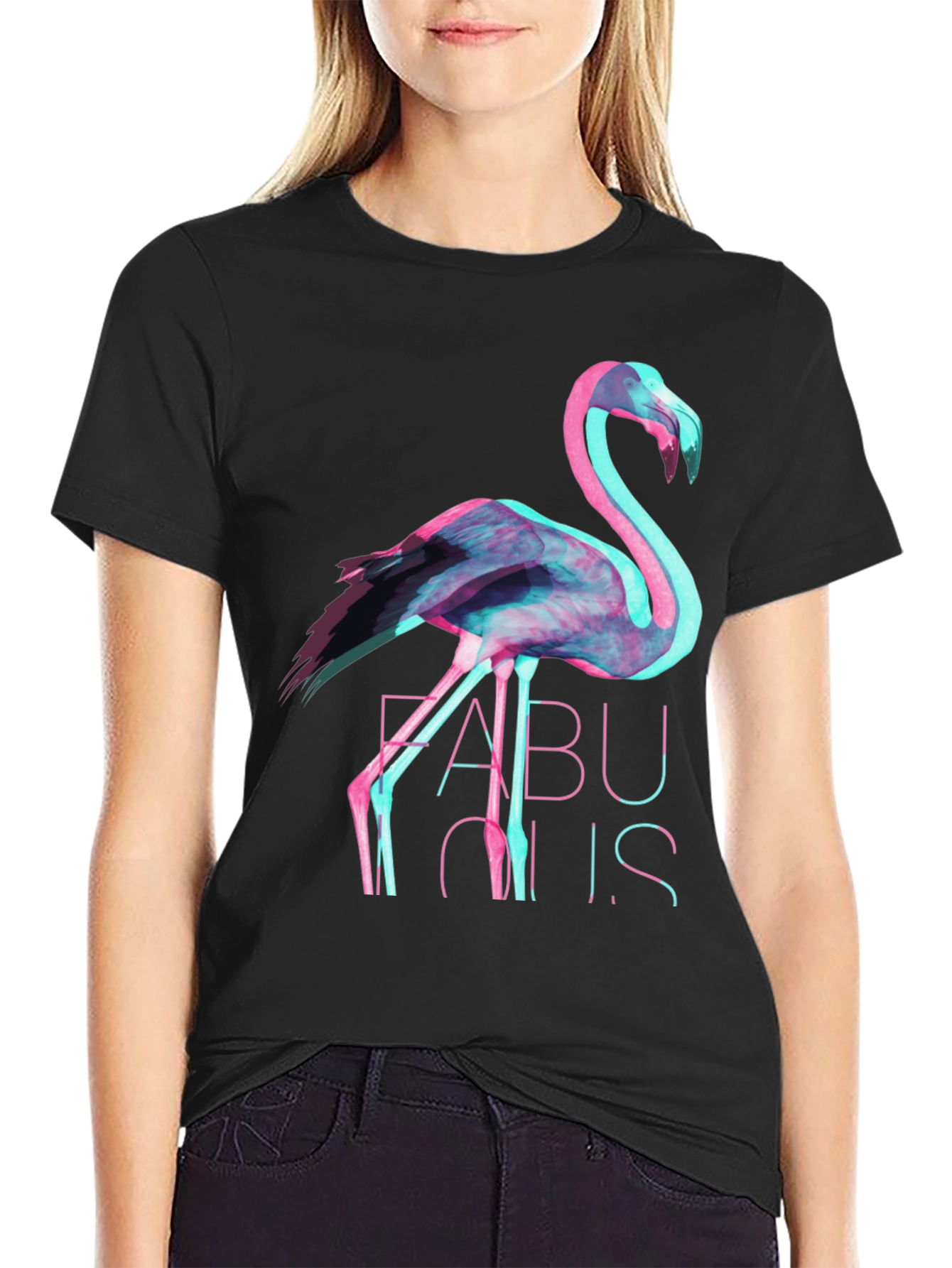 Fabulous Flamingo Graphic Tee - Stylish Black T-Shirt