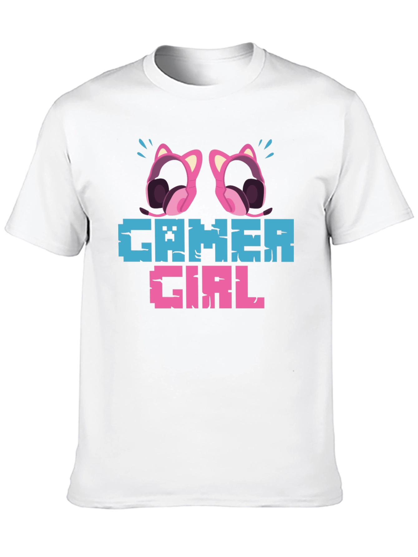 Gamer Girl Pixel Art Black T-Shirt