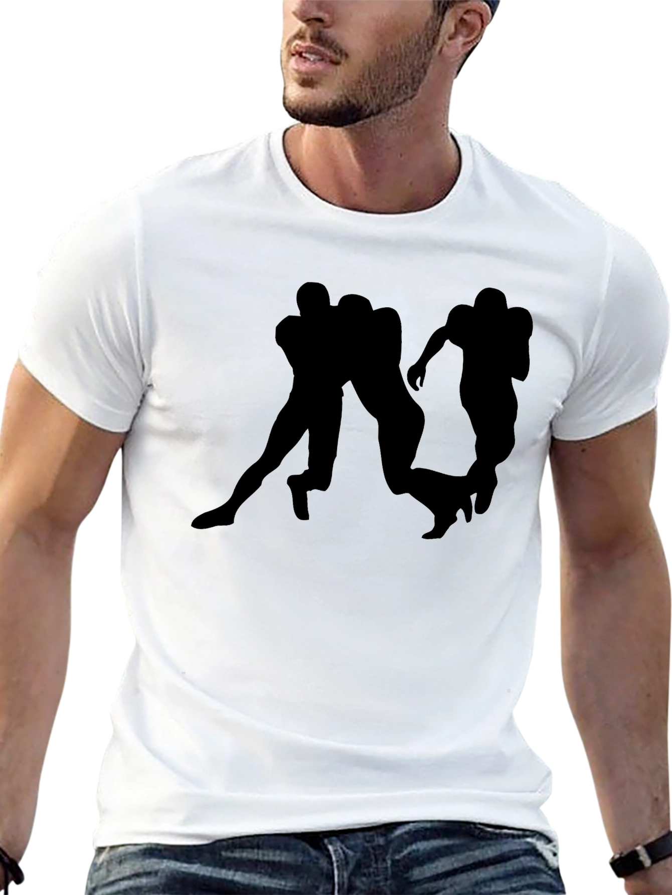 Football Silhouette Graphic T-Shirt