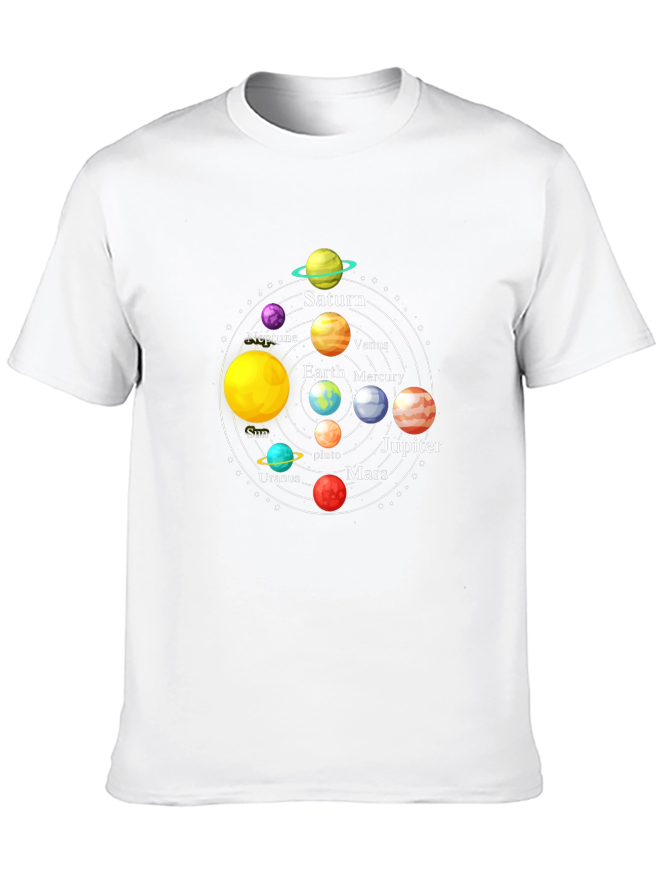 Solar System Planet Graphic Print Black T-Shirt