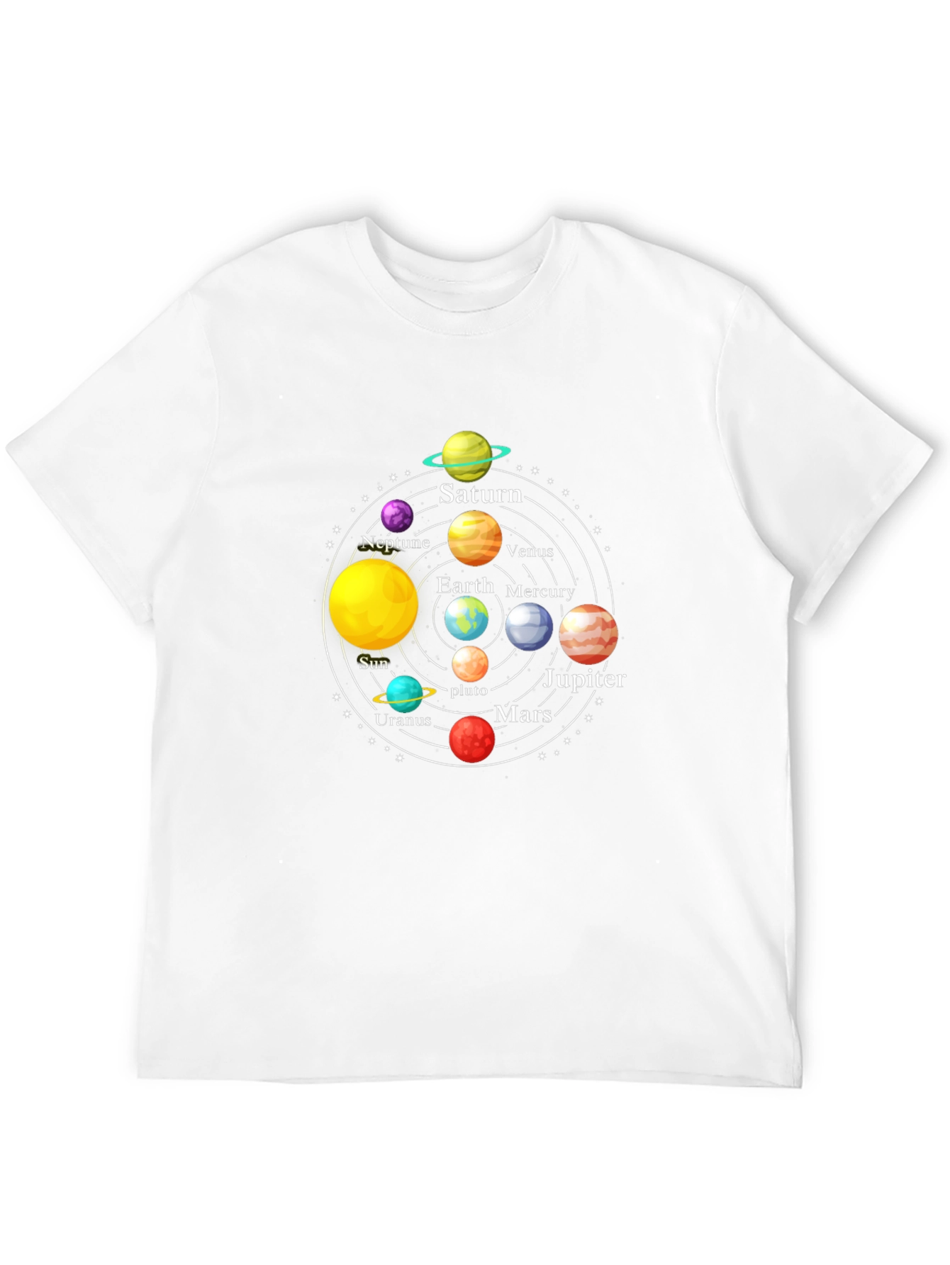 Solar System Planet Graphic Print Black T-Shirt