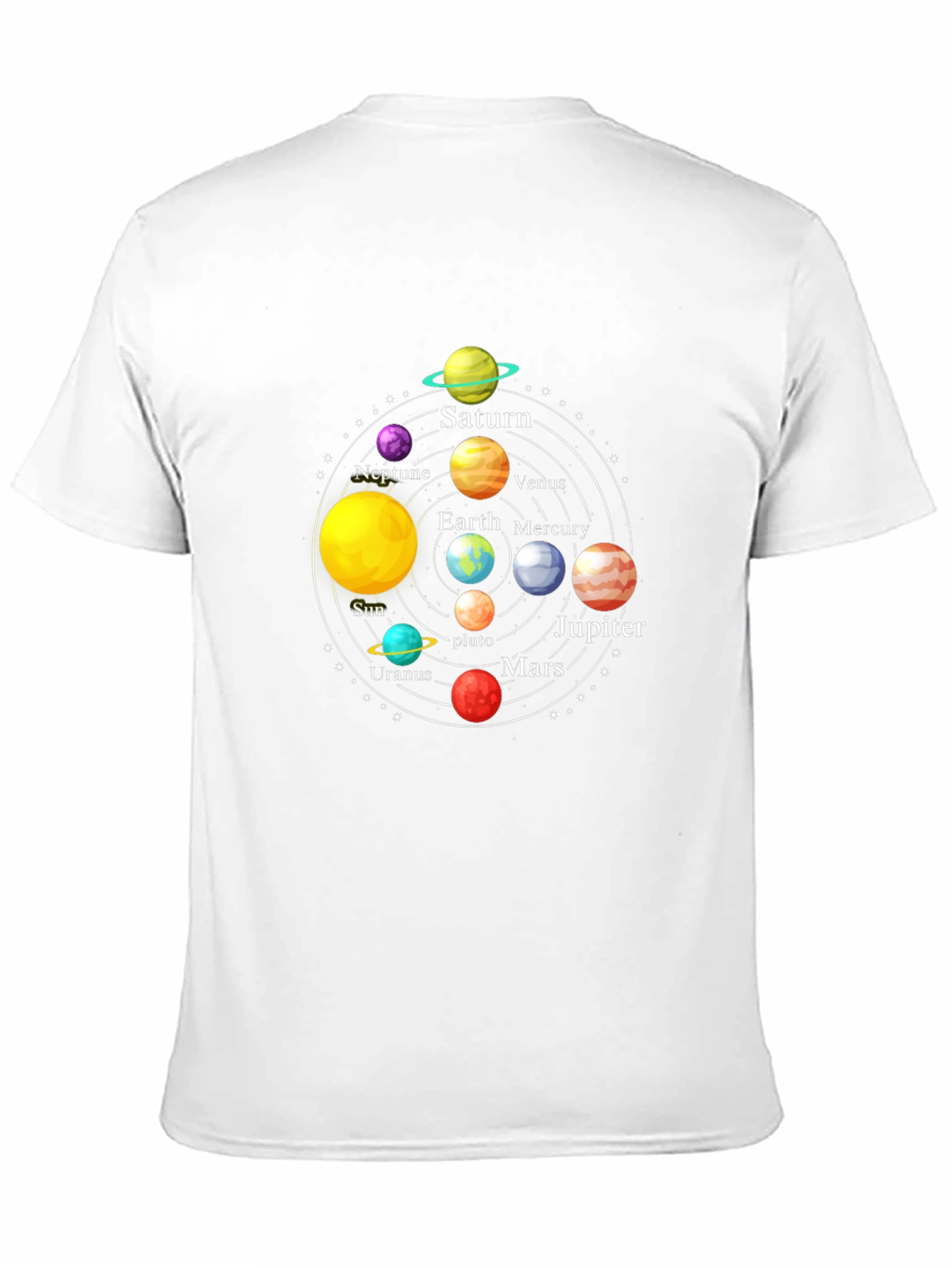 Solar System Planet Graphic Print Black T-Shirt