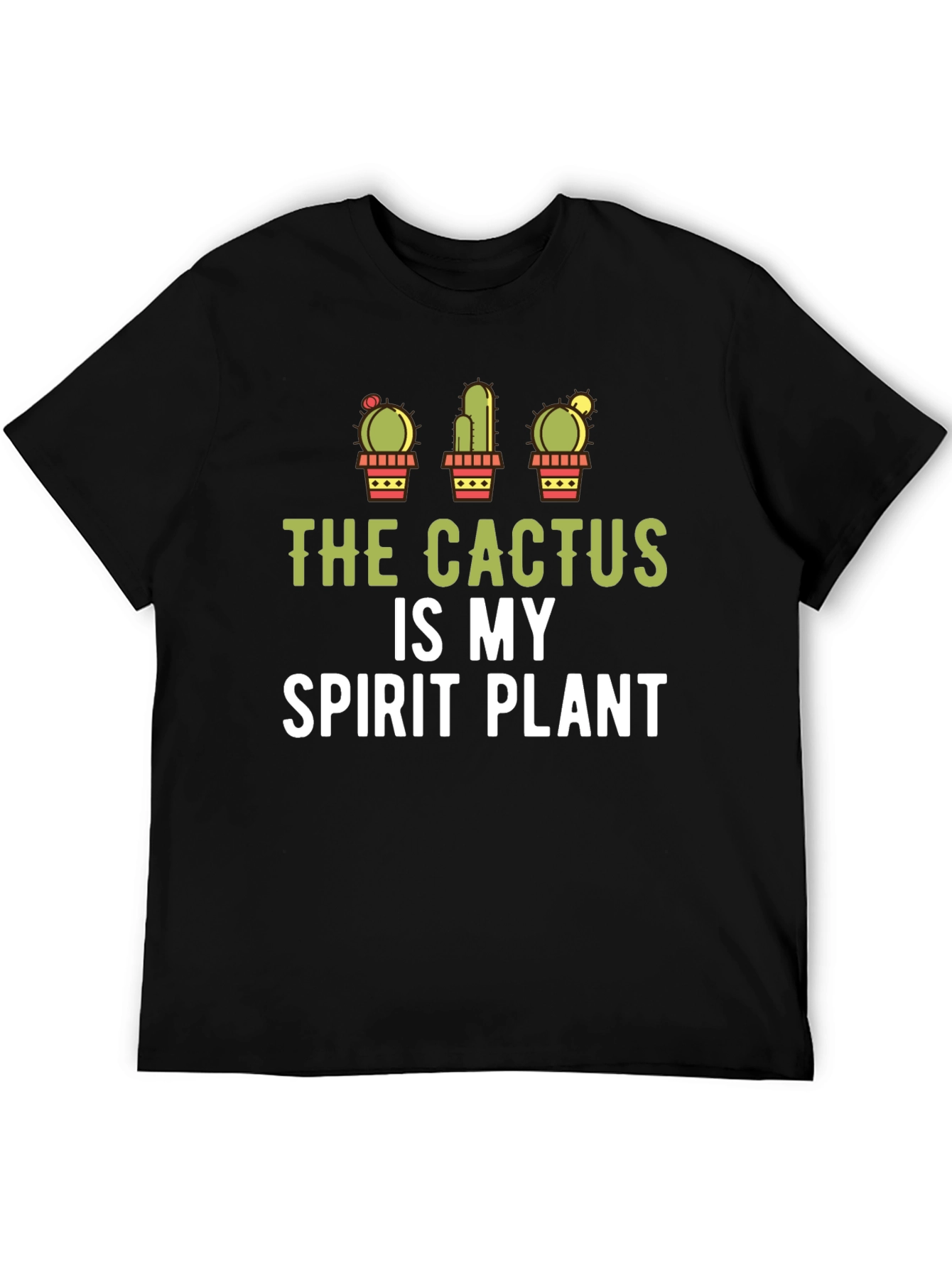 Cactus Spirit Plant Graphic Tee - Black Cotton