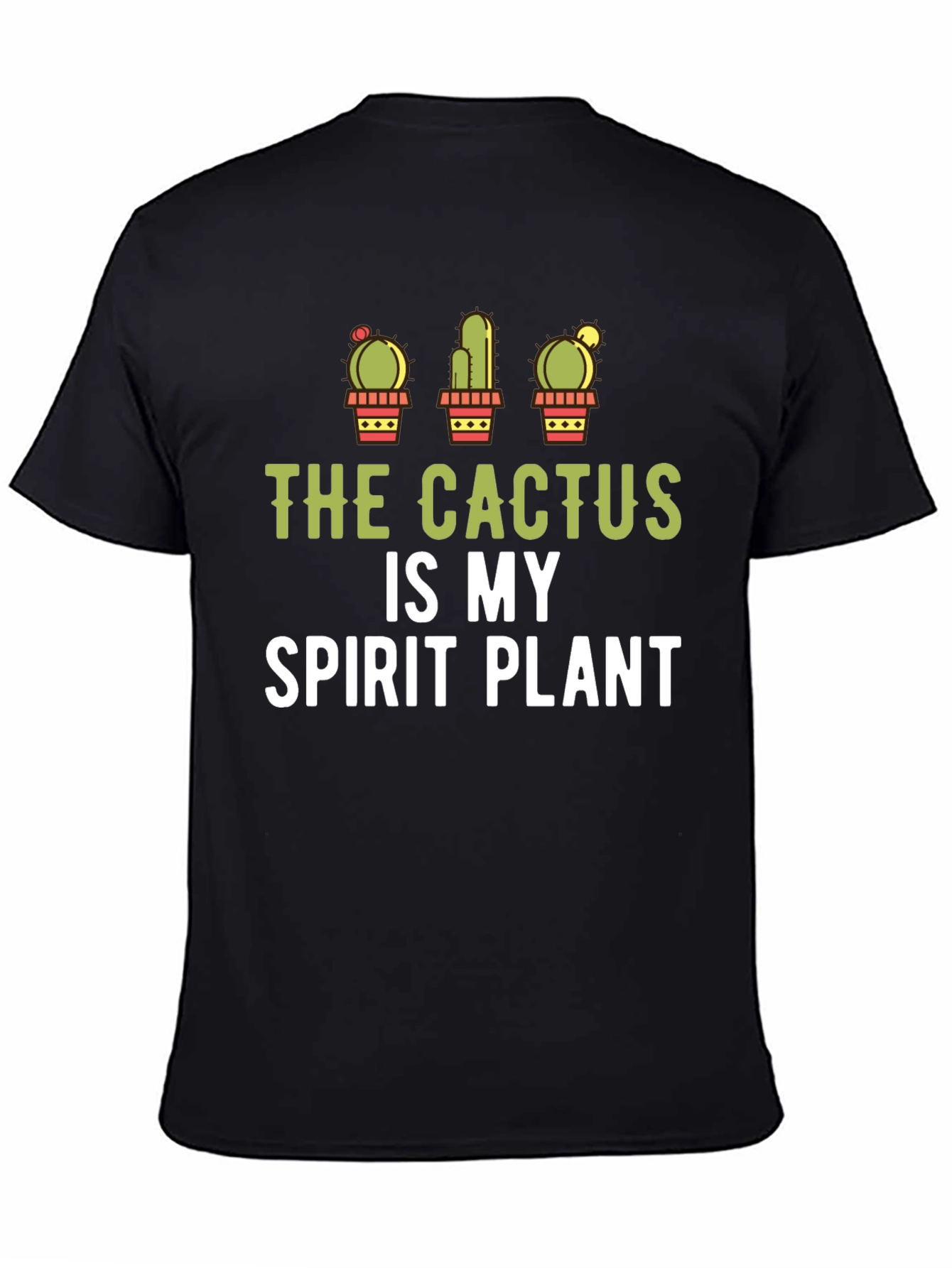 Cactus Spirit Plant Graphic Tee - Black Cotton